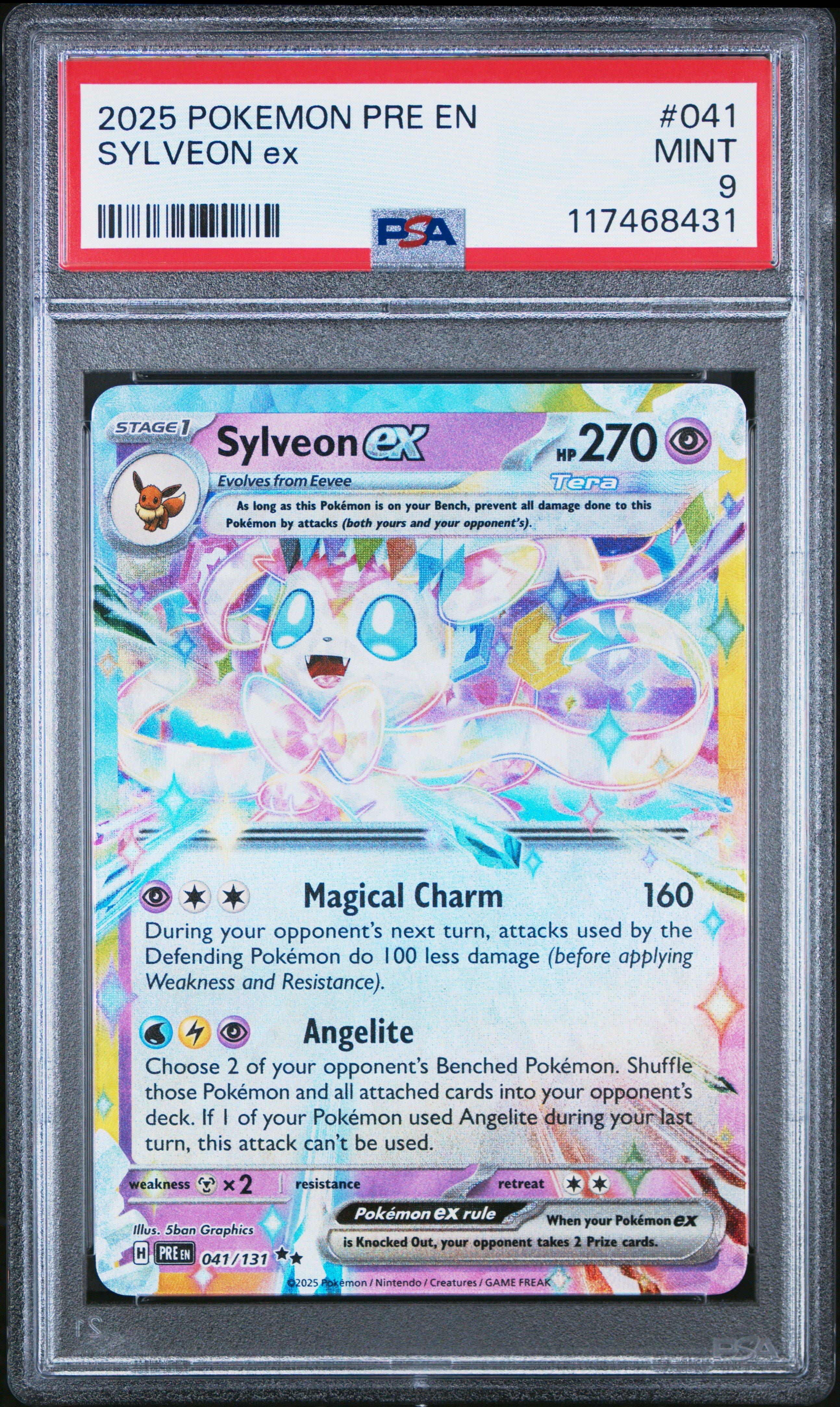 2025 Pokemon Pre En-prismatic Evolutions 041 Sylveon Ex PSA 9