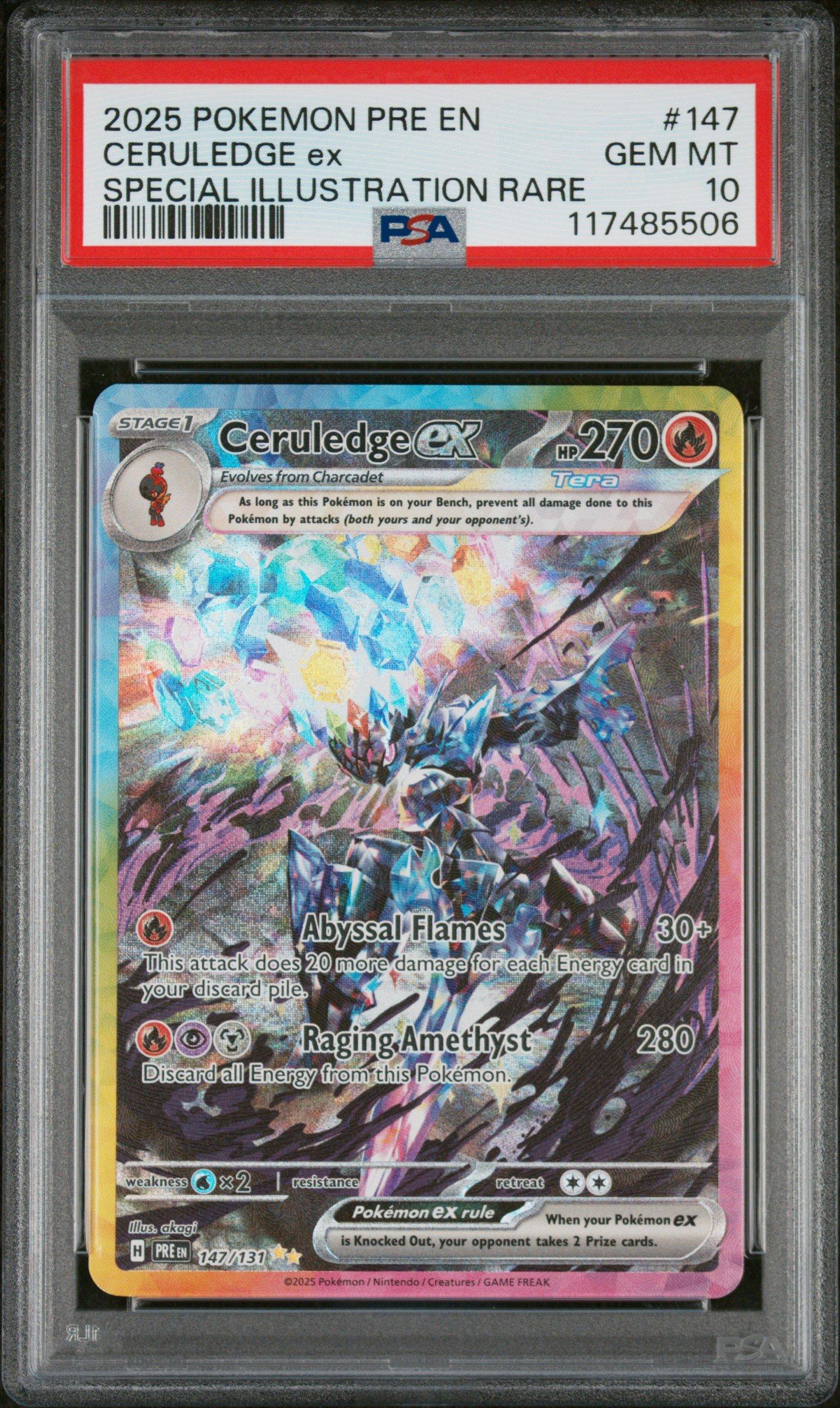 2025 Pokemon Pre En-prismatic Evolutions 147 Ceruledge Ex Special Illustration Rare PSA 10