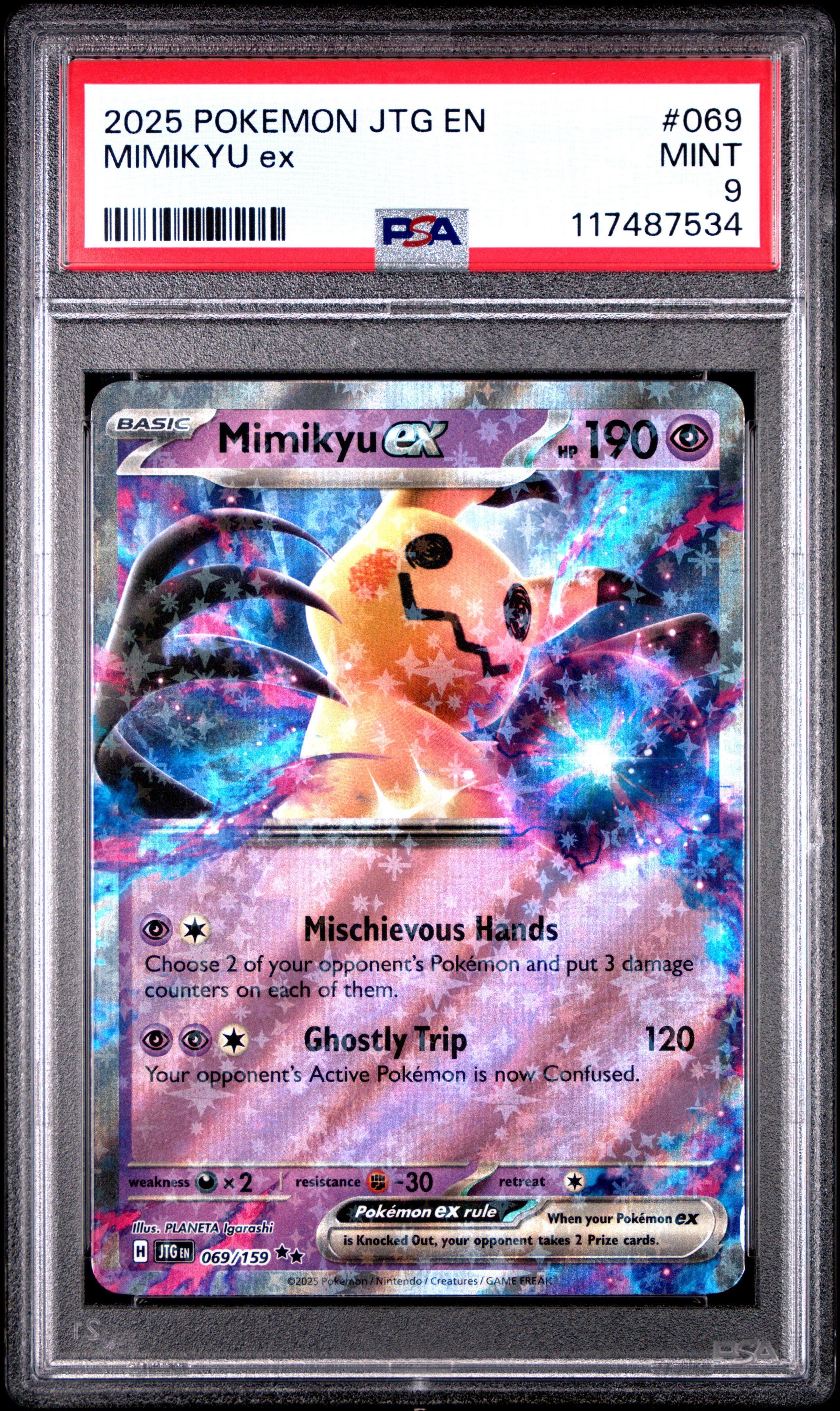 2025 Pokemon Jtg En-journey Together 069 Mimikyu Ex PSA 9 Graded
