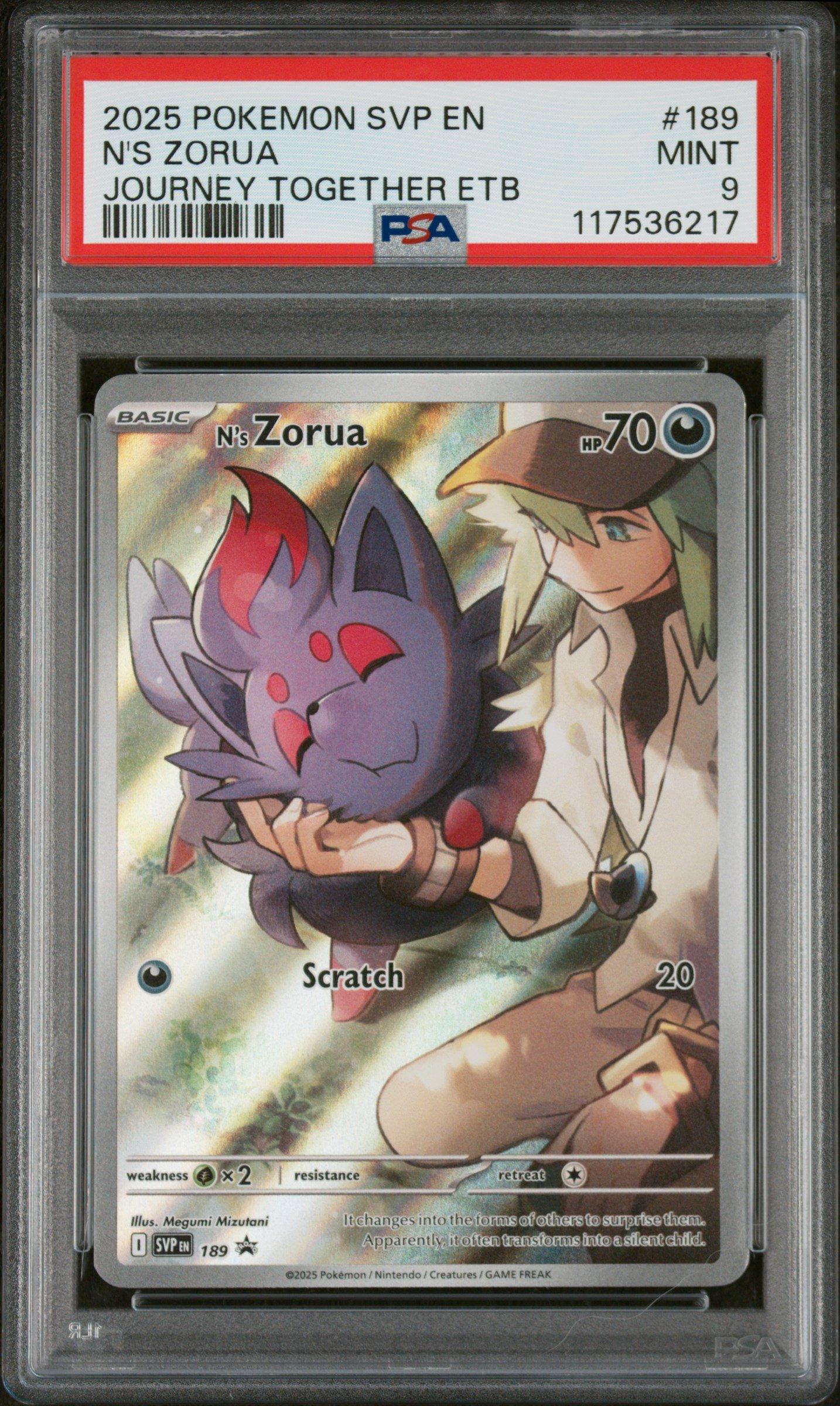 2025 Pokemon SVP Black Star Promo 189 Ns Zorua Journey Together Elite Trainer Box PSA 9