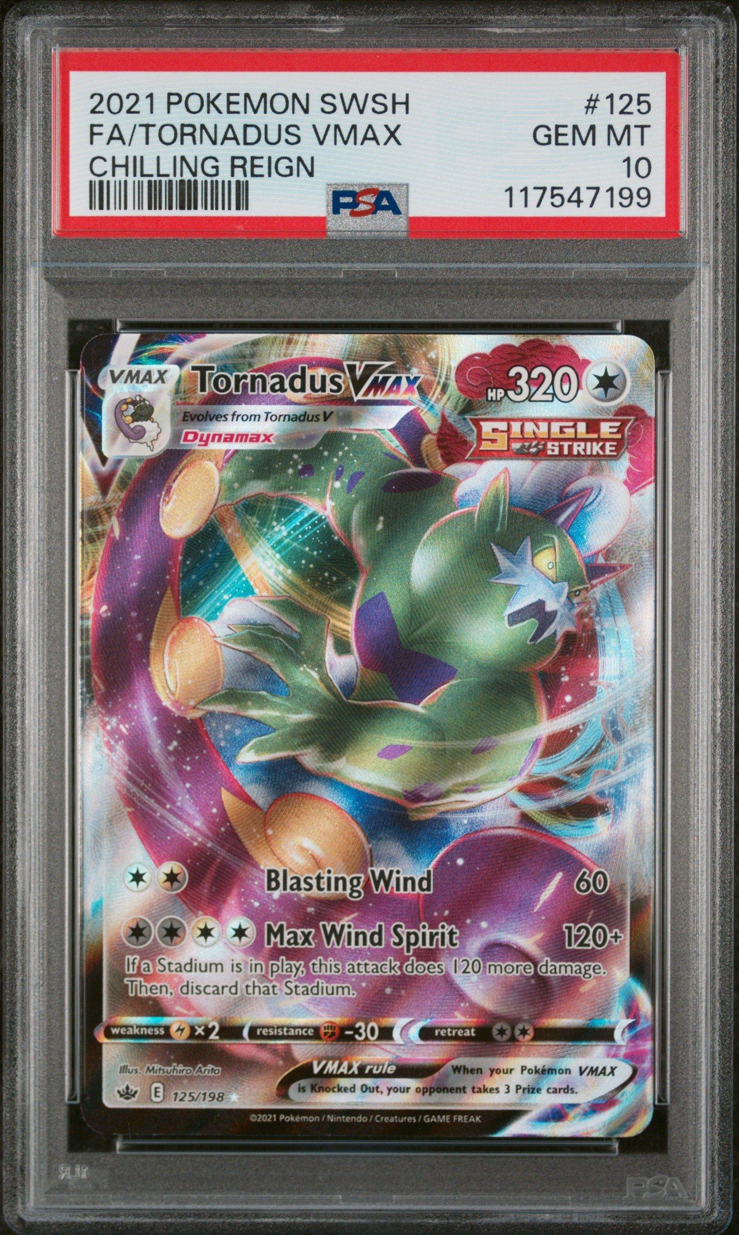2021 Pokemon Sword & Shield Chilling Reign 125 Full Art/tornadus Vmax PSA 10