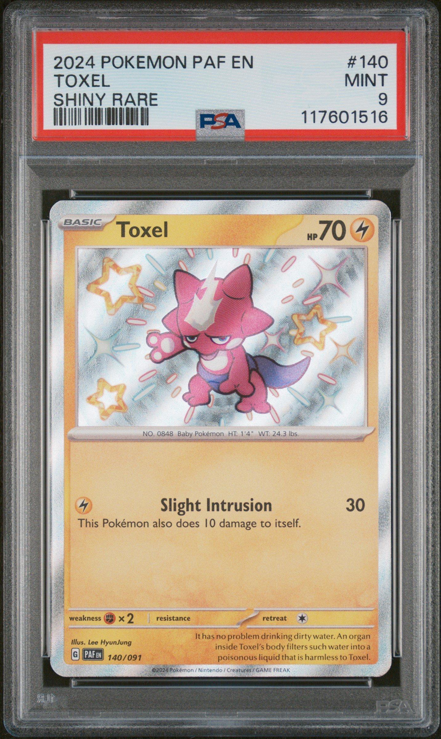 2024 Pokemon Paf En-paldean Fates 140 Toxel Shiny Rare PSA 9