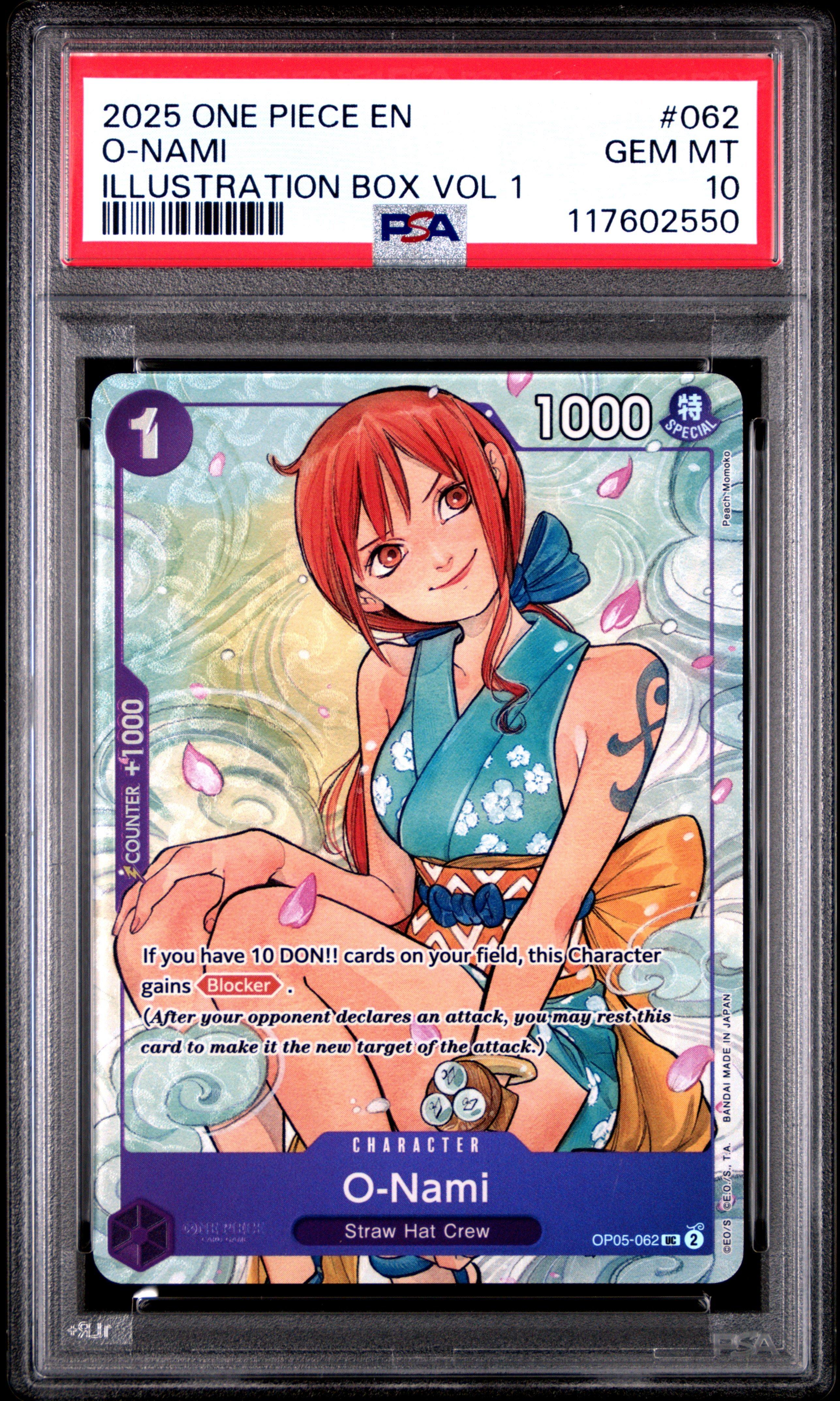 2025 One Piece Promos 062 O-nami Illustration Box Vol 1 PSA 10