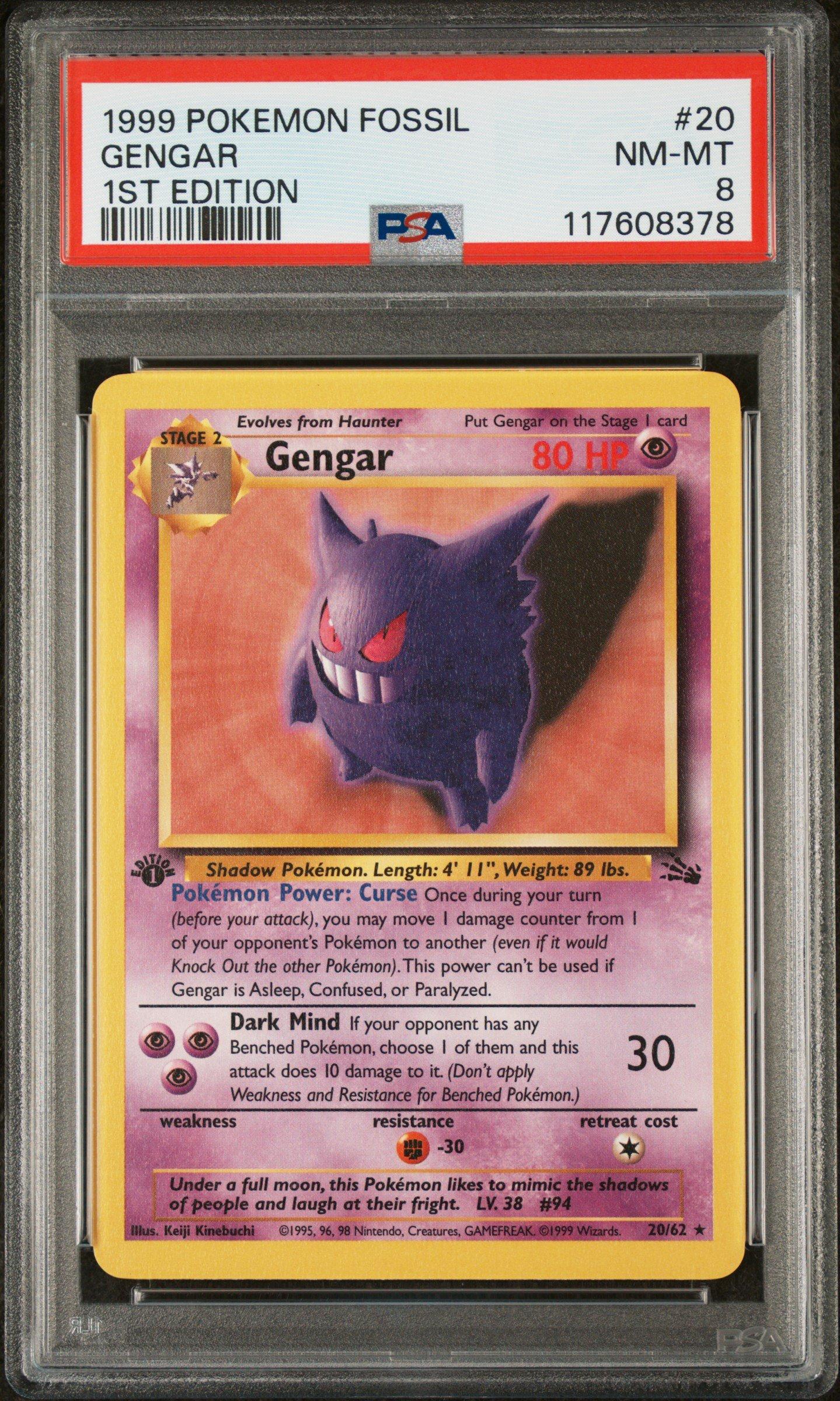 1999 Pokemon Fossil 20 Gengar 1st Edition PSA 8 Graded Card | GameStop