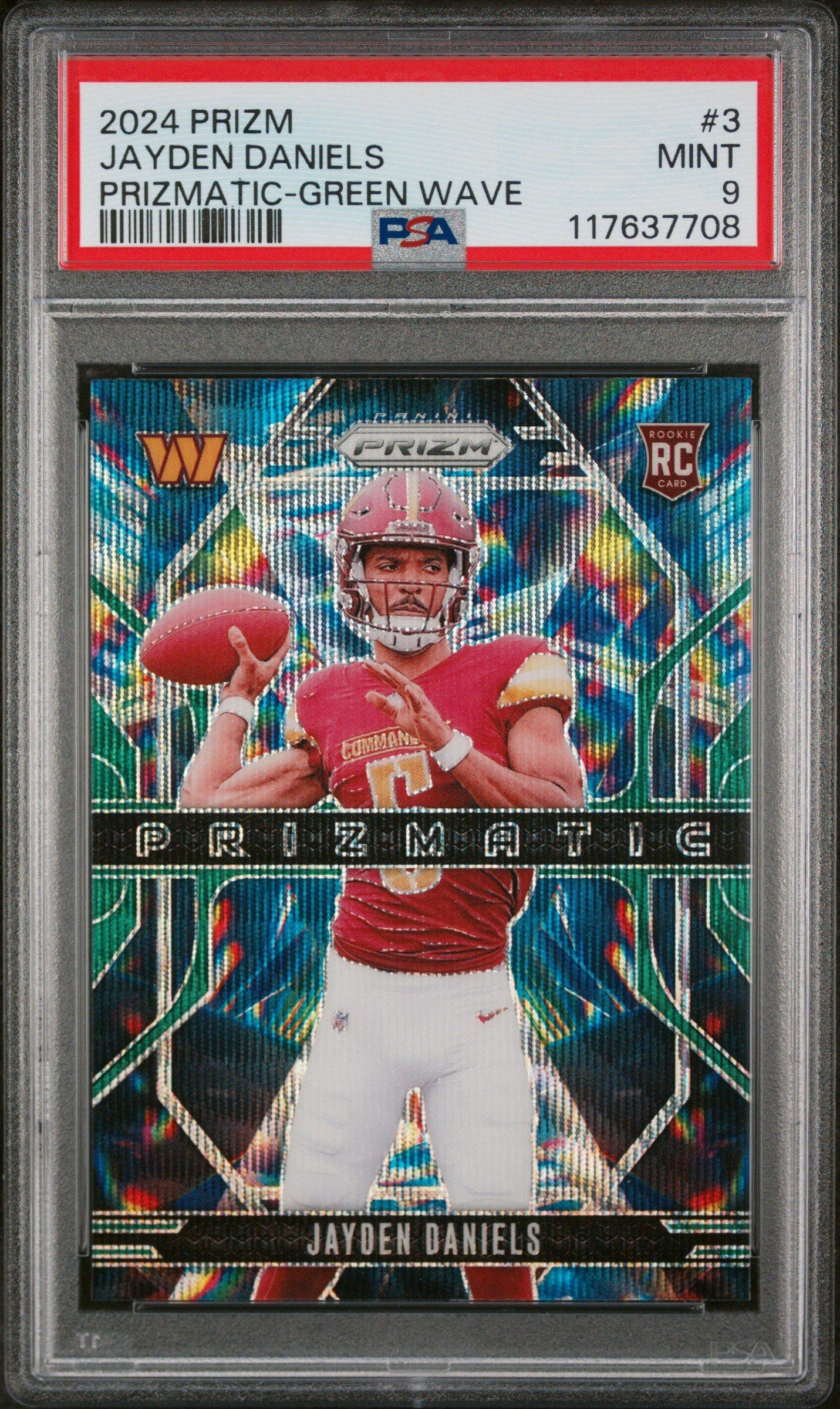 2024 Panini Prizm Prizmatic 3 Jayden Daniels Green Wave PSA 9