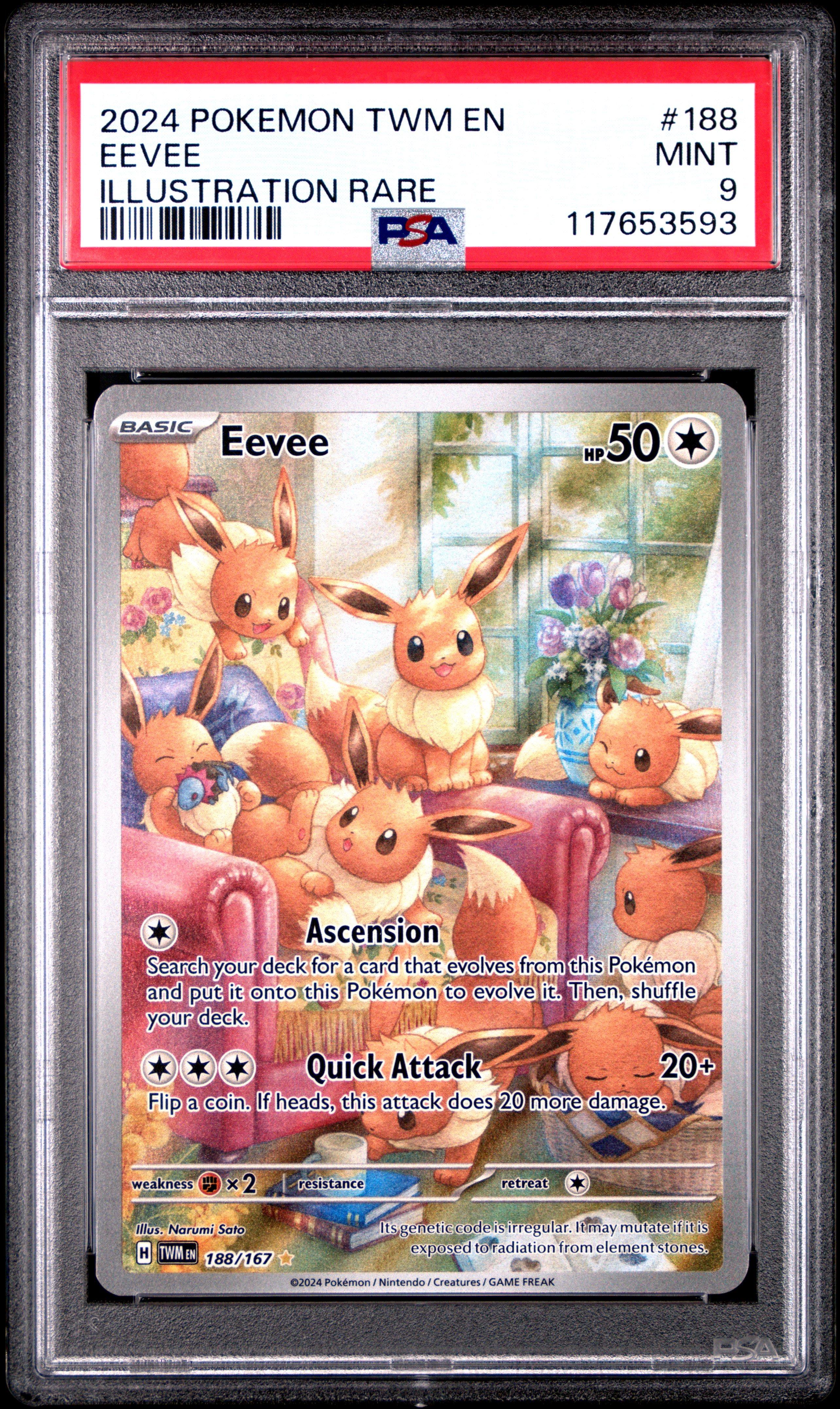 2024 Pokemon Twm En-twilight Masquerade 188 Eevee Illustration Rare PSA 9  Graded Card | GameStop