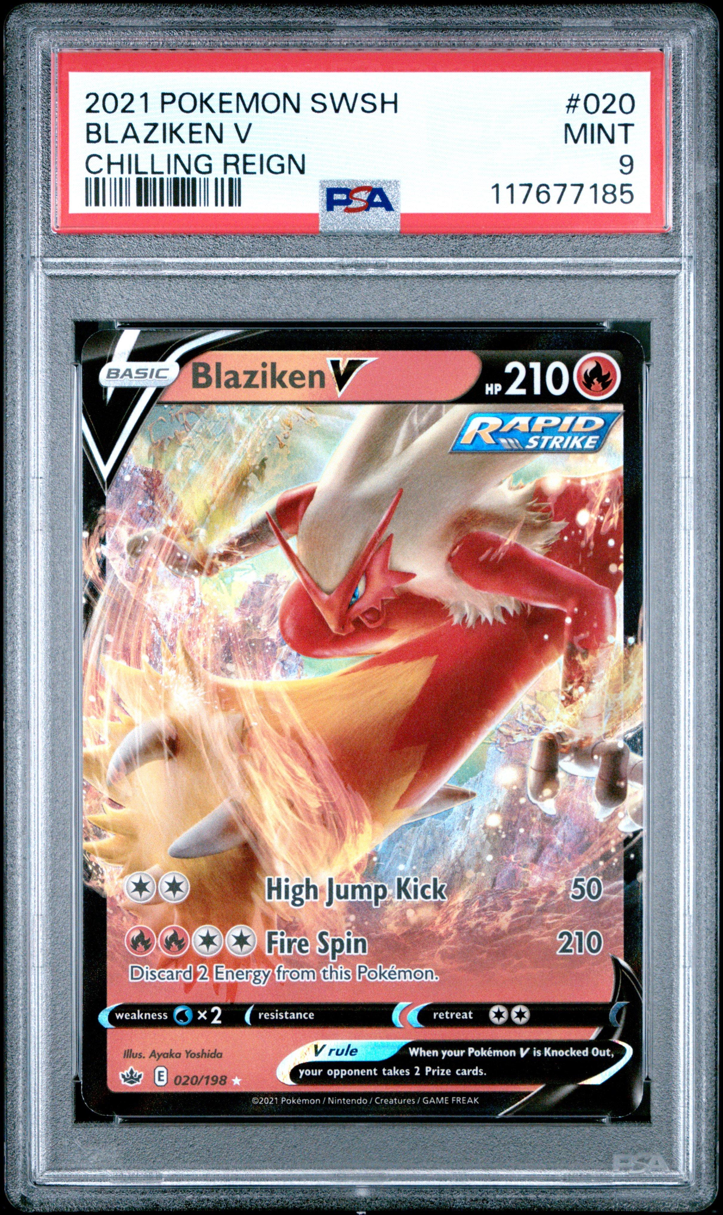2021 Pokemon Sword & Shield Chilling Reign 020 Blaziken V PSA 9