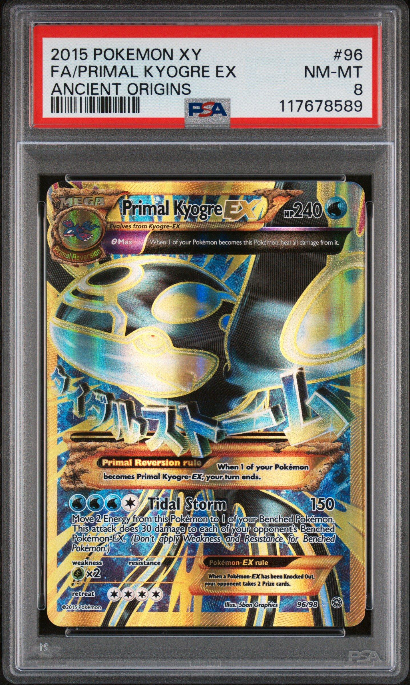 2015 Pokemon Xy Ancient Origins 96 Full Art/primal Kyogre Ex PSA 8