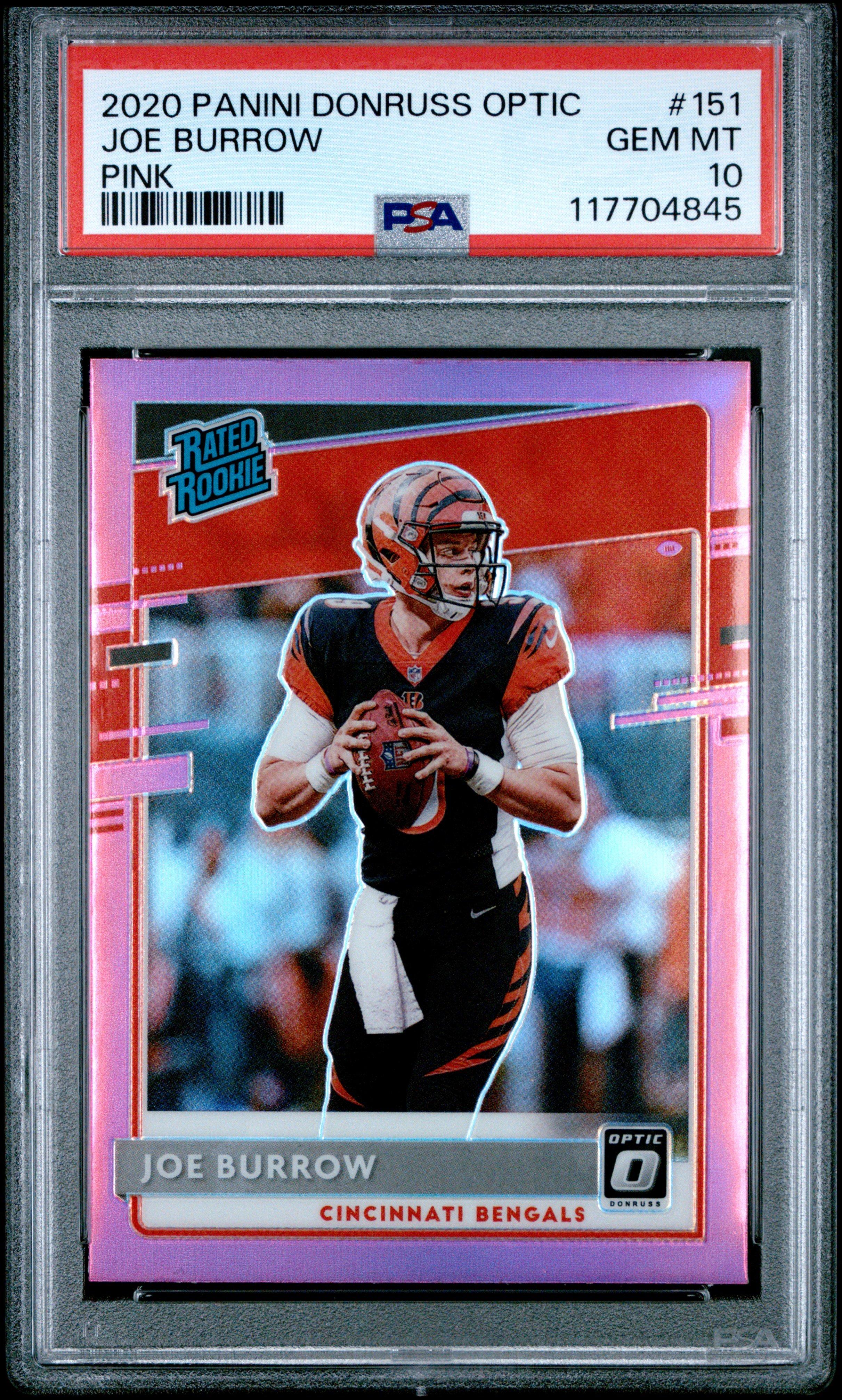 2020 Panini Donruss Optic 151 Joe Burrow Pink PSA 10 Graded Card