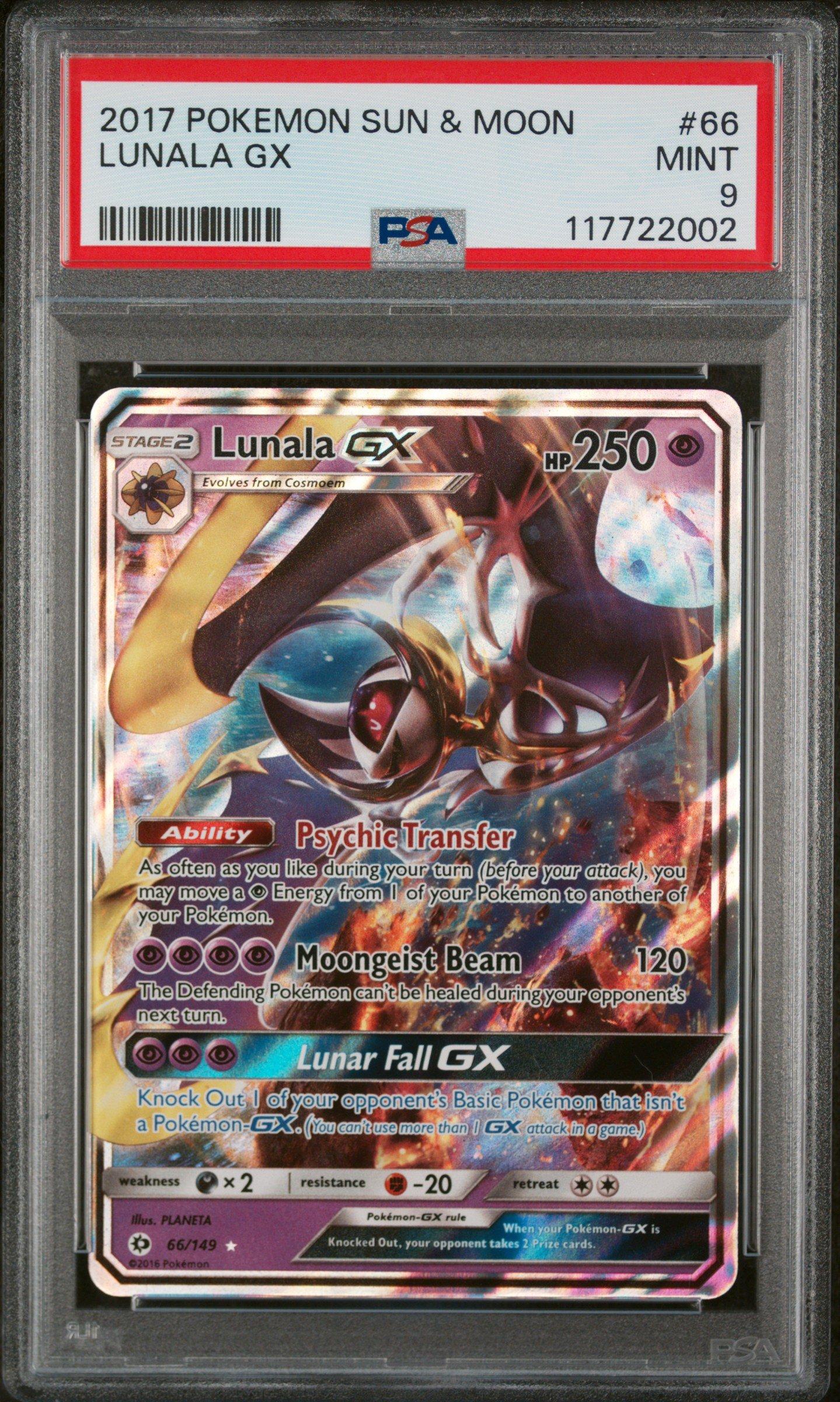 2017 Pokemon Sun & Moon 66 Lunala Gx PSA 9
