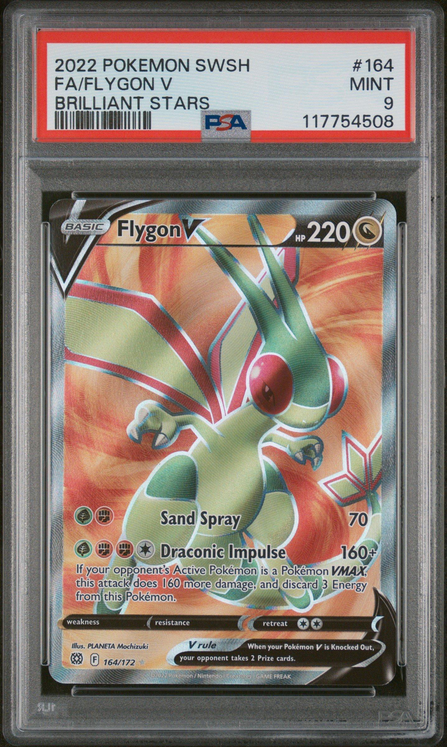 2022 Pokemon Sword & Shield Brilliant Stars 164 Full Art/flygon V PSA