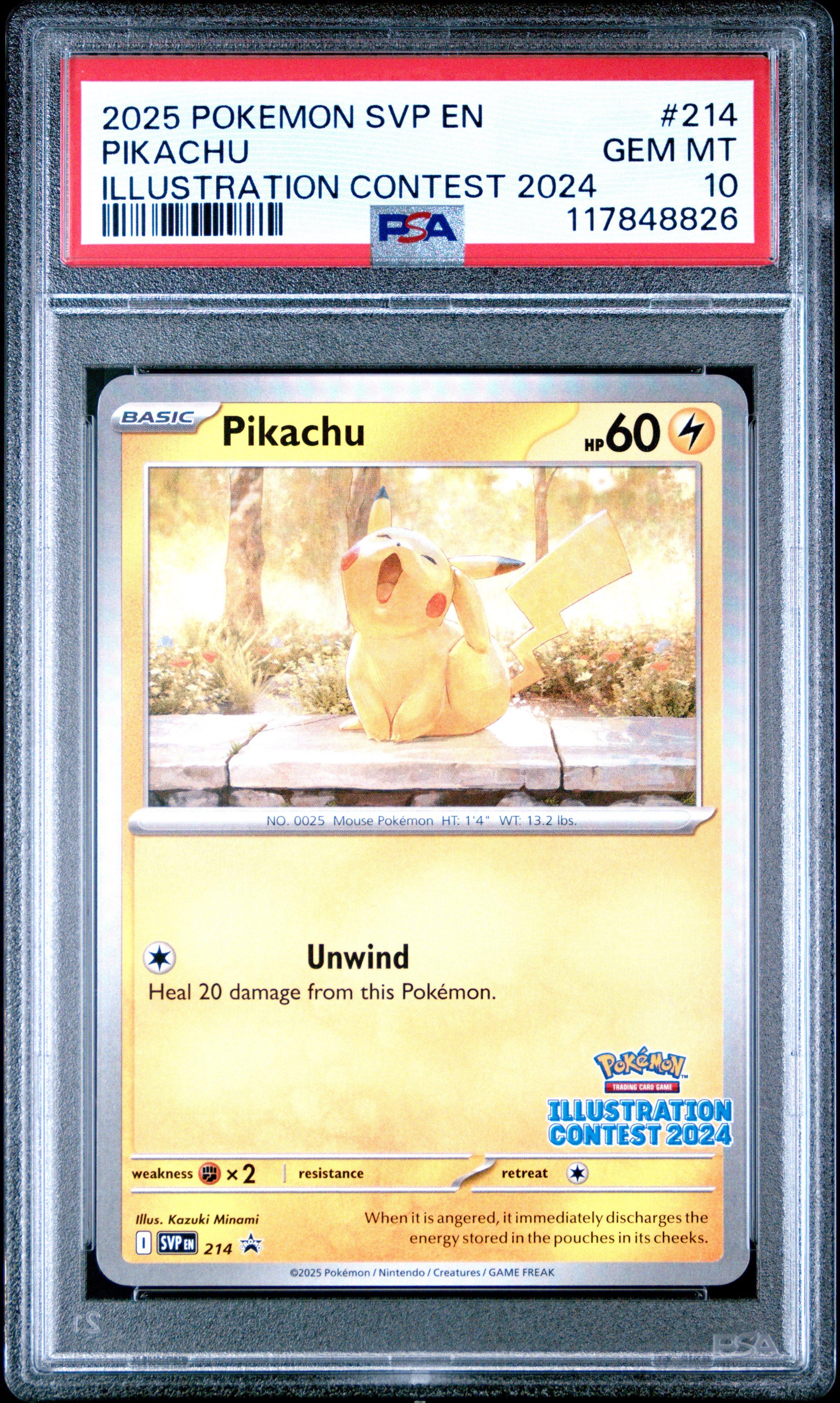 ポケモンカードゲーム PIKACHU ILLUSTRATION CONTEST PSA10 2025 Pokemon Svp En-sv Black Star Promo 214 Pikachu Illustration