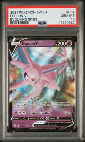2021 Pokemon Sword & Shield Evolving Skies 064 Espeon V PSA 10
