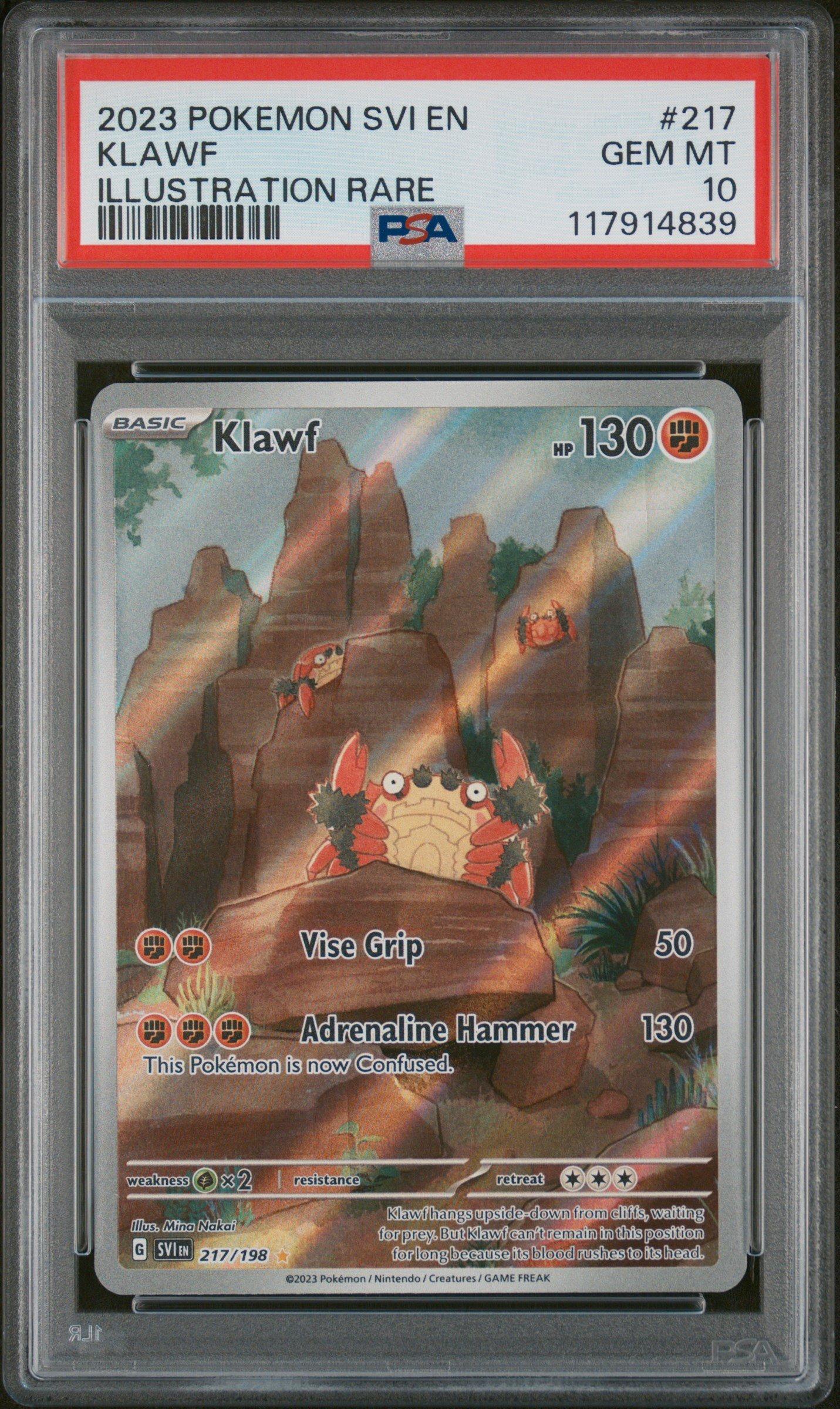 2023 ポケモンカード Klawf アートレア PSA 10　シシコ 2023 Pokemon Svi En-scarlet & Violet 217 Klawf Illustration Rare