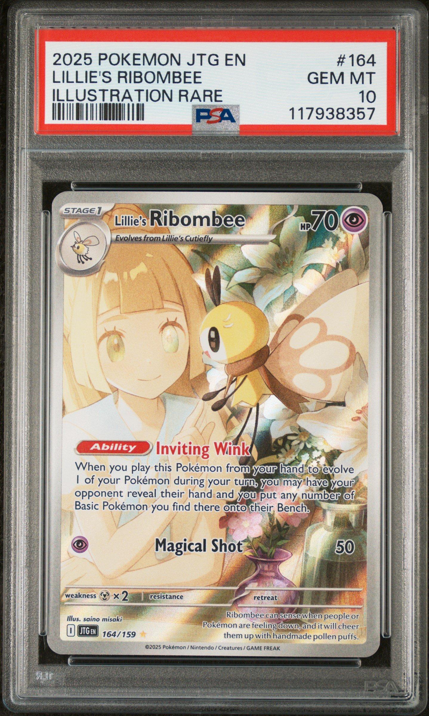 リーリエのアブリボン psa10 Lillie's Ribombee psa10 2025 Pokemon Jtg En-journey Together 164 Lillie's Ribombee