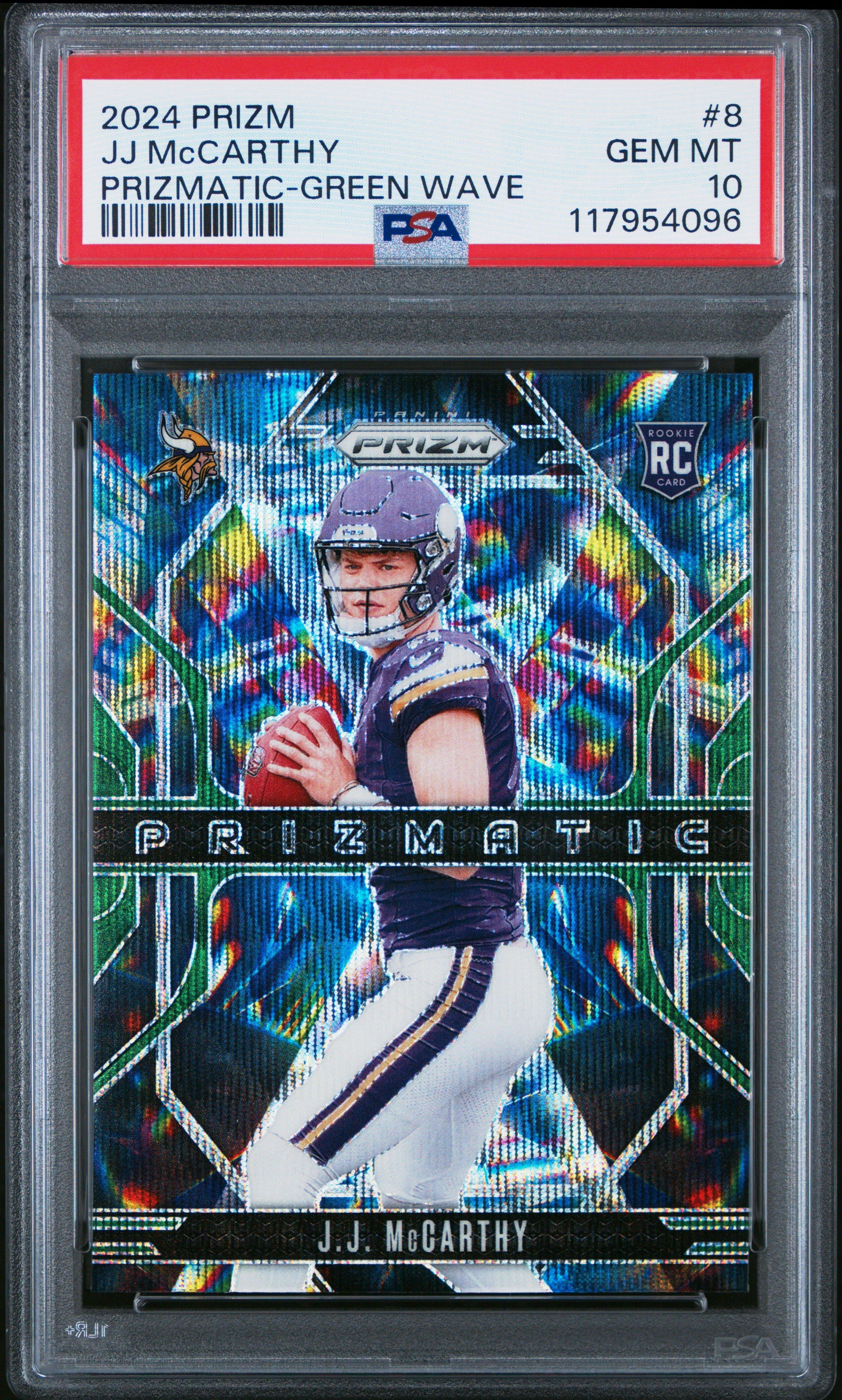 2024 Panini Prizm Prizmatic 8 Jj Mccarthy Green Wave PSA 10