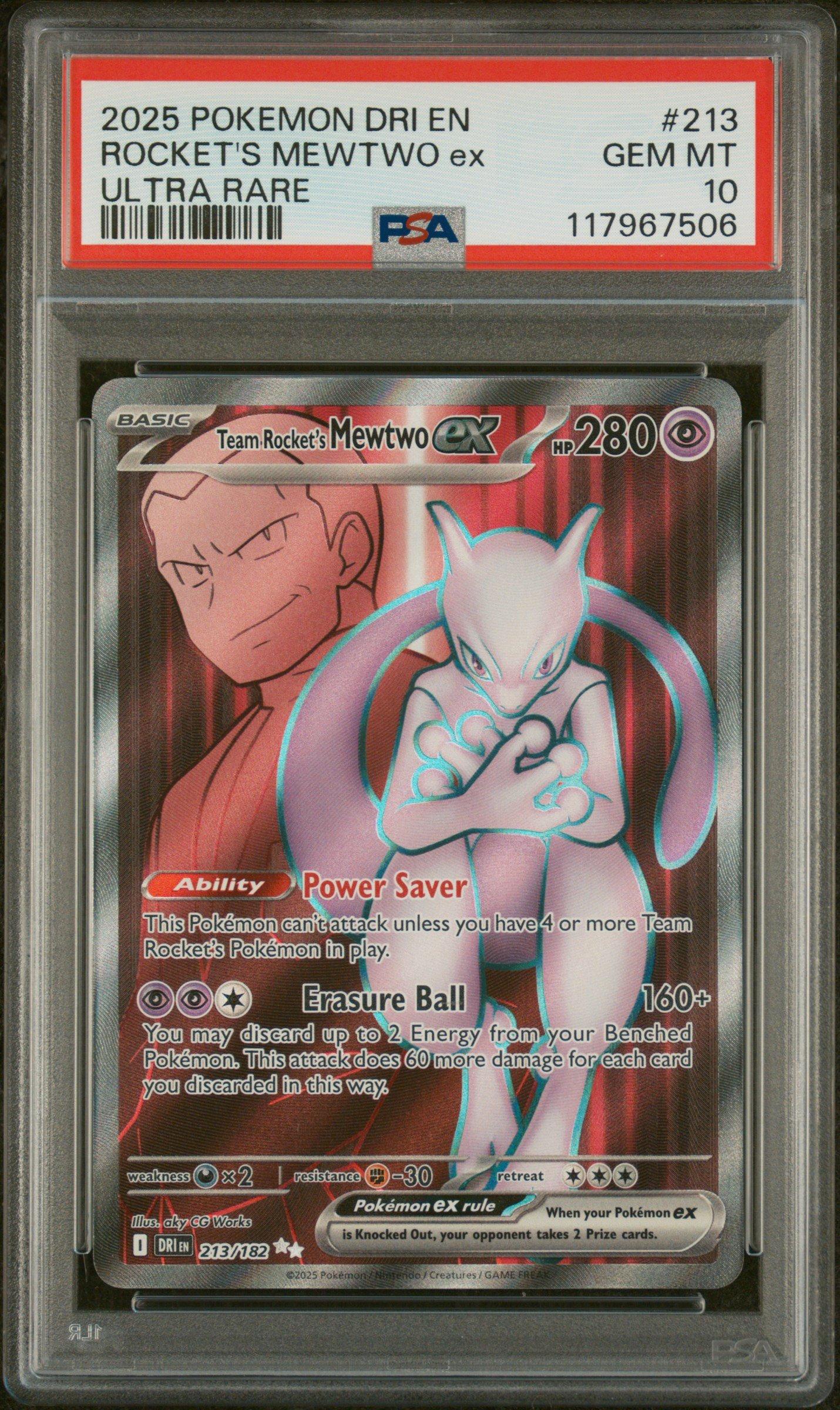 t*n様 2025 ポケモンカード シルヴァディex #212 MINT PSA 2025 Pokemon Dri En-destined Rivals 213 Team Rocket's Mewtwo Ex