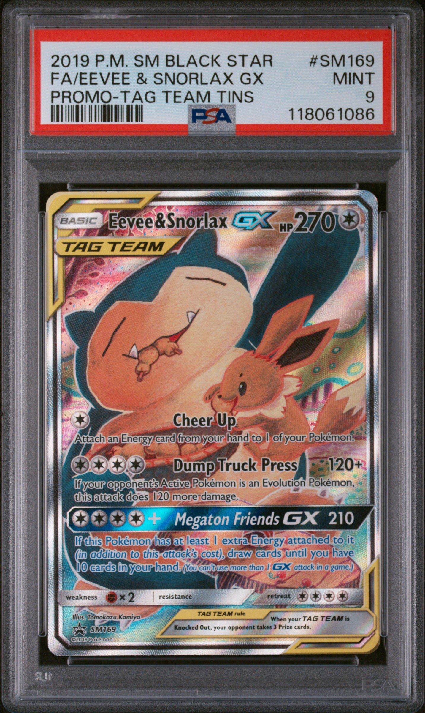 2019 Pokemon Sm Black Star Promo Sm169 Full Art/eevee & Snorlax Gx