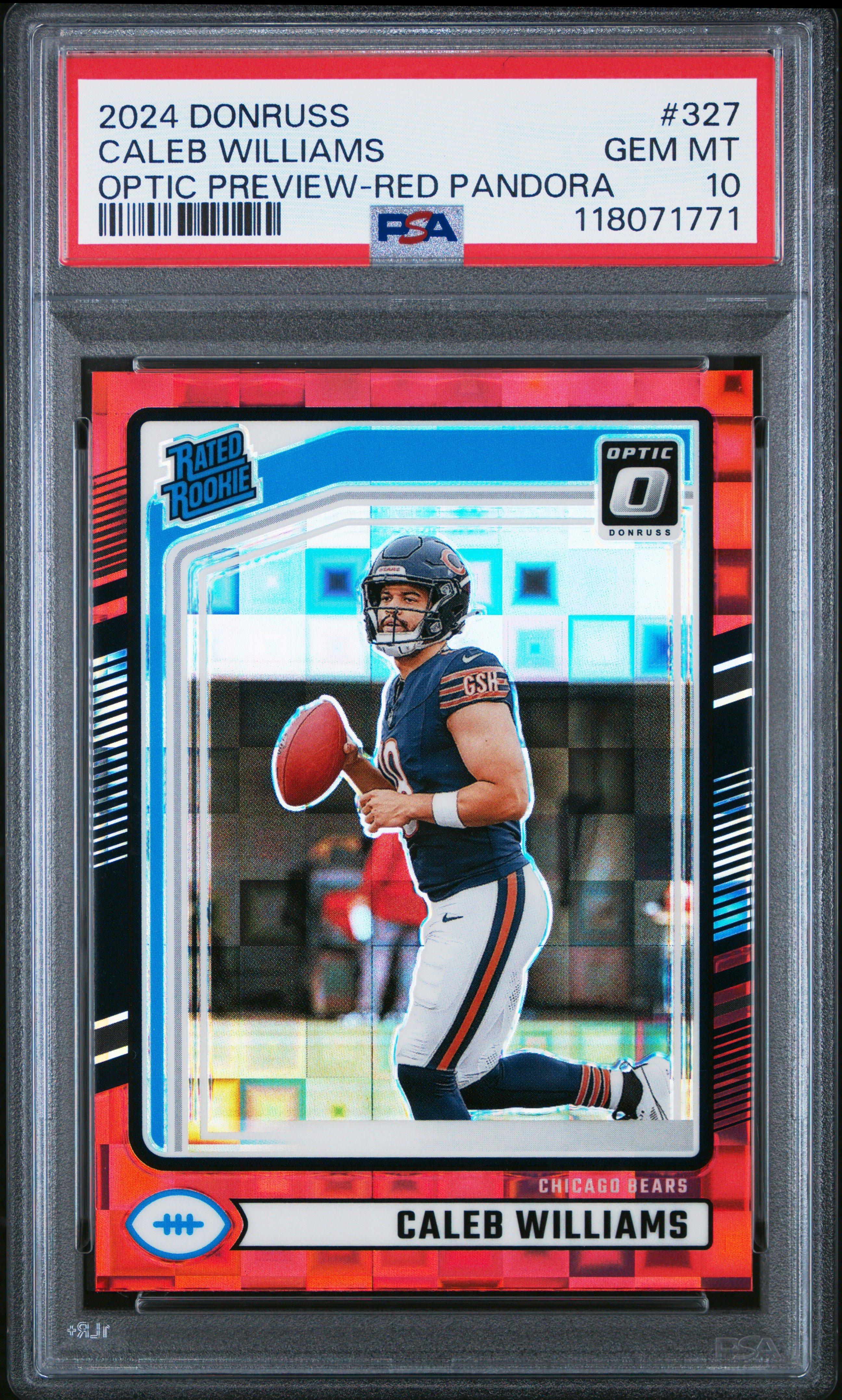 2024 Panini Donruss 327 Caleb Williams Optic Preview-red Pandora