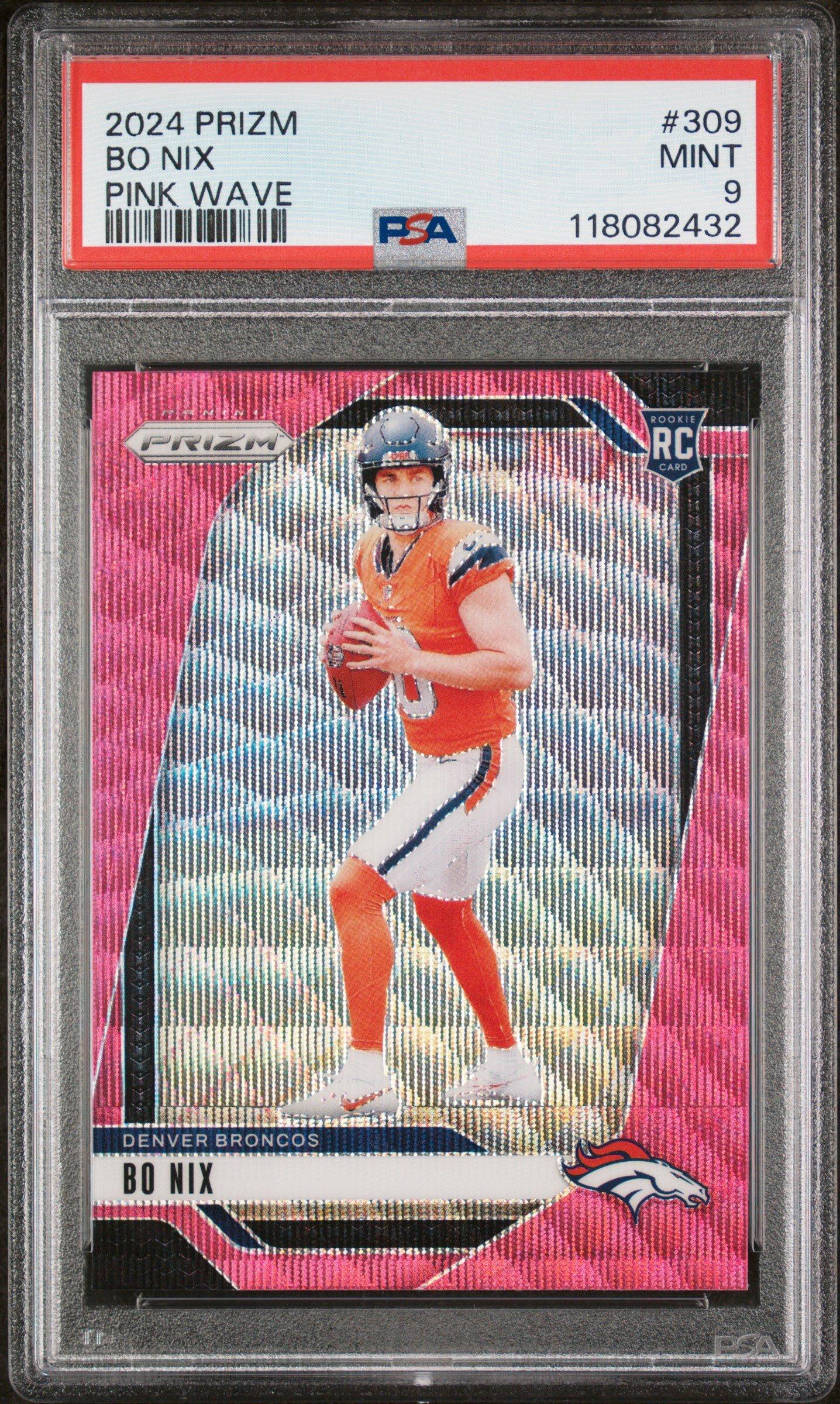 2024 Panini Prizm 309 Bo Nix Pink Wave PSA