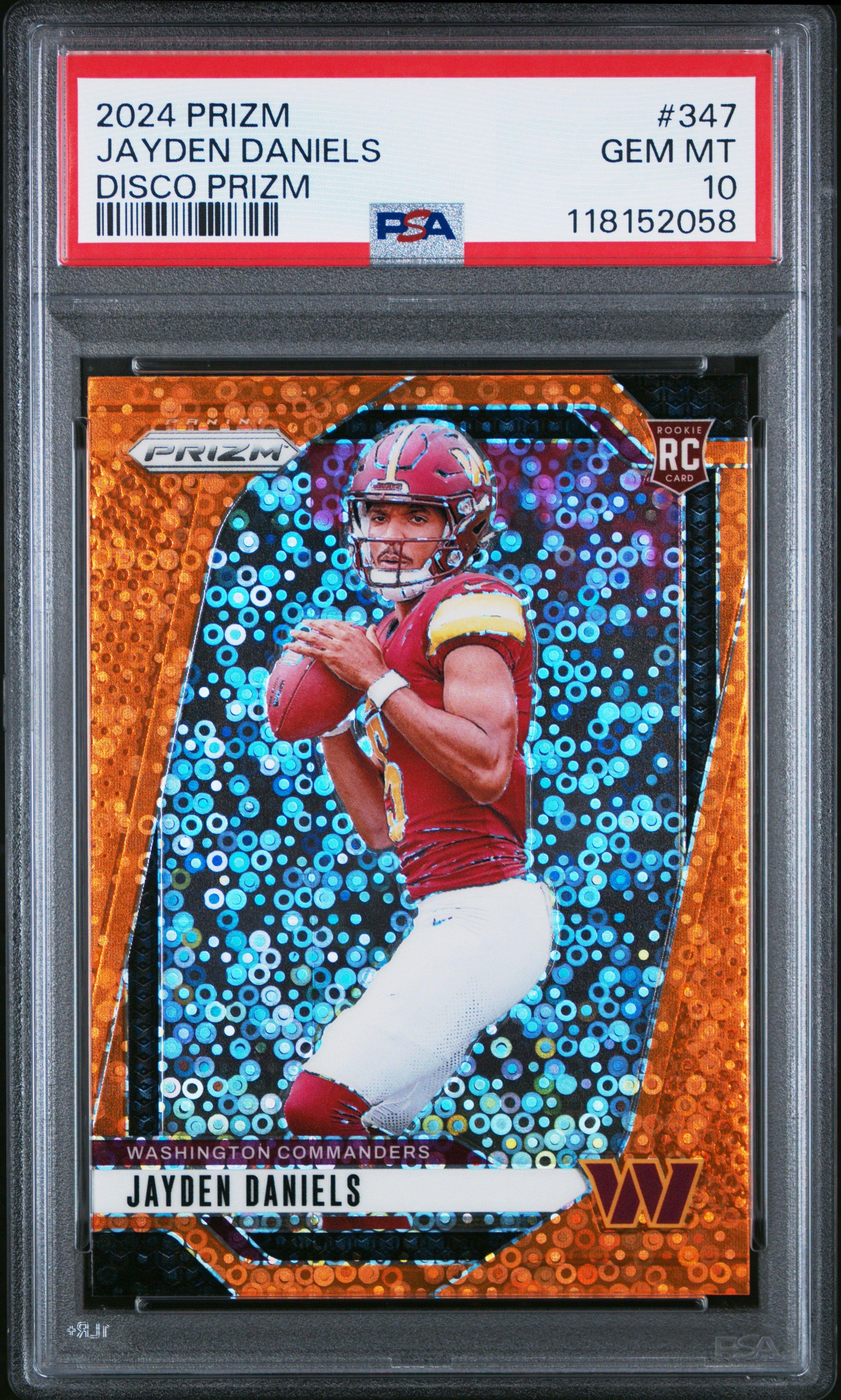 2024 Panini Prizm 347 Jayden Daniels Disco Prizm PSA 10 Graded