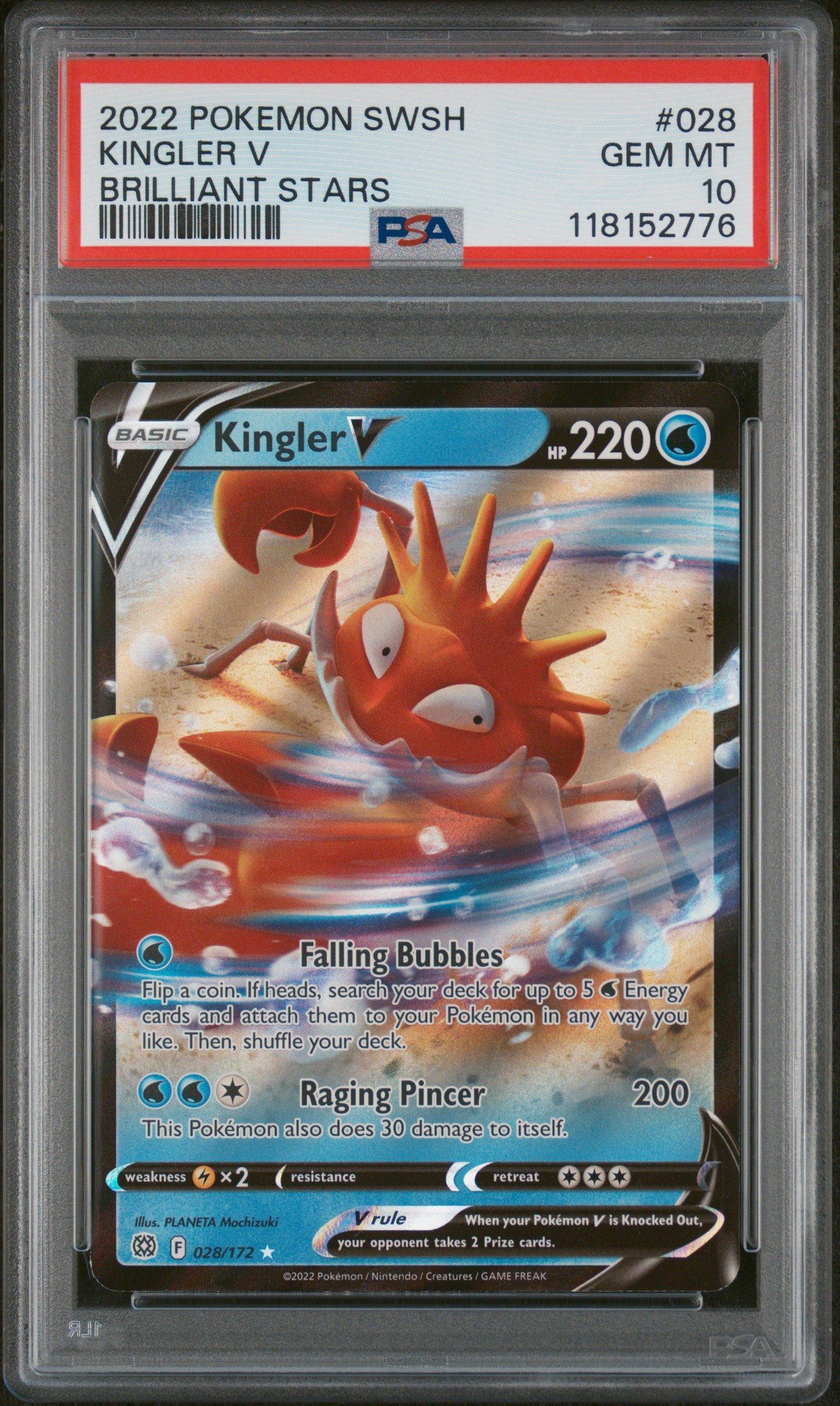 2022 Pokemon Sword & Shield Brilliant Stars 028 Kingler V PSA 10