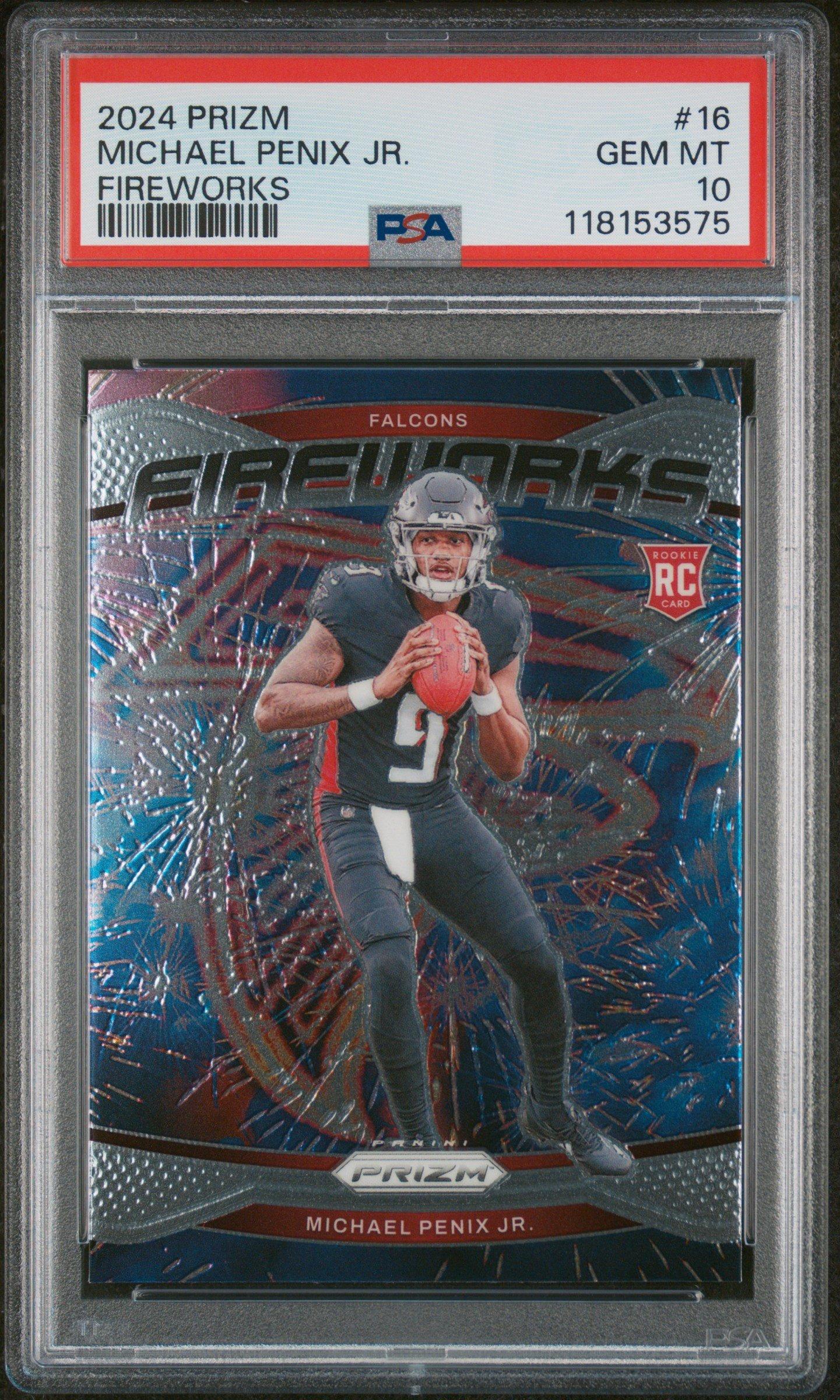 2024 Panini Prizm Fireworks 16 Michael Penix Jr. PSA 10