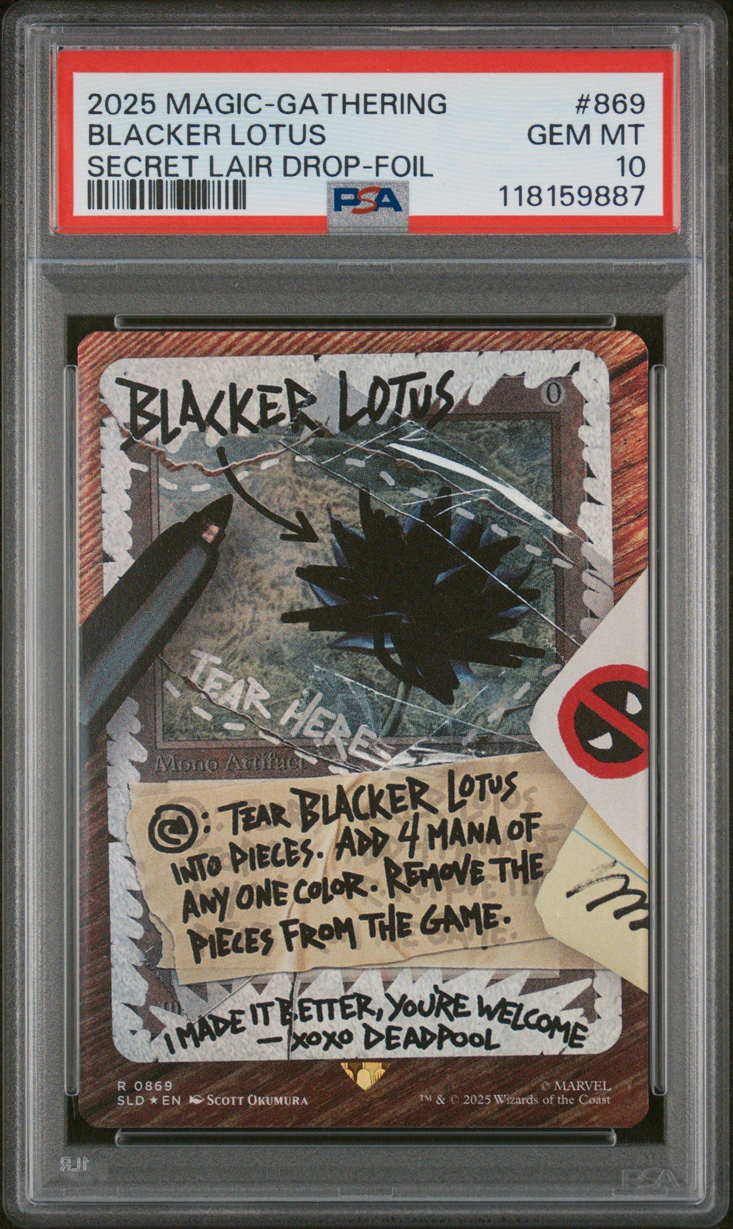 2025 Magic The Gathering Secret Lair Drop 869 Blacker Lotus Foil PSA 10
