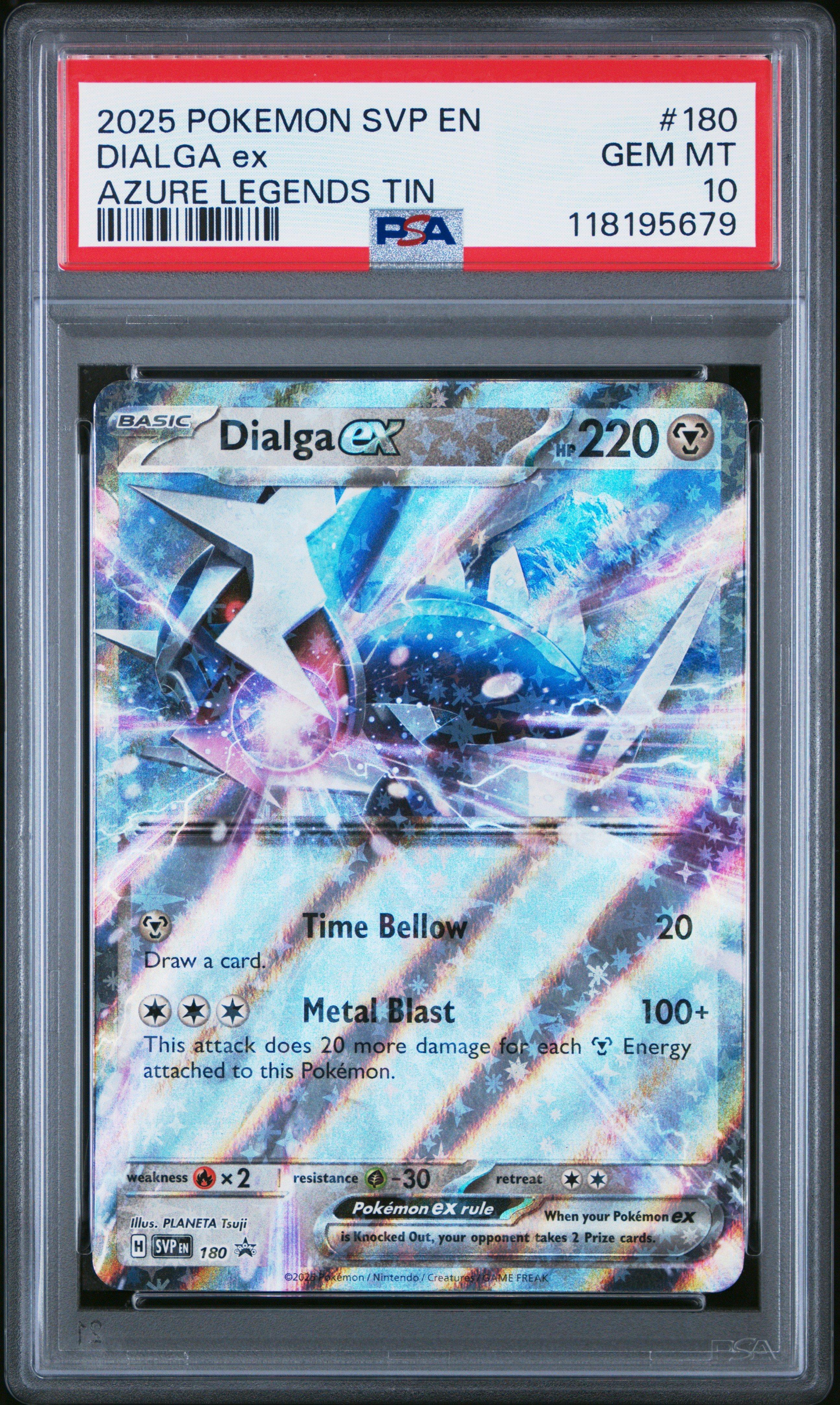 2025 Pokemon Svp En-sv Black Star Promo 180 Dialga Ex Azure Legends Tin PSA 10
