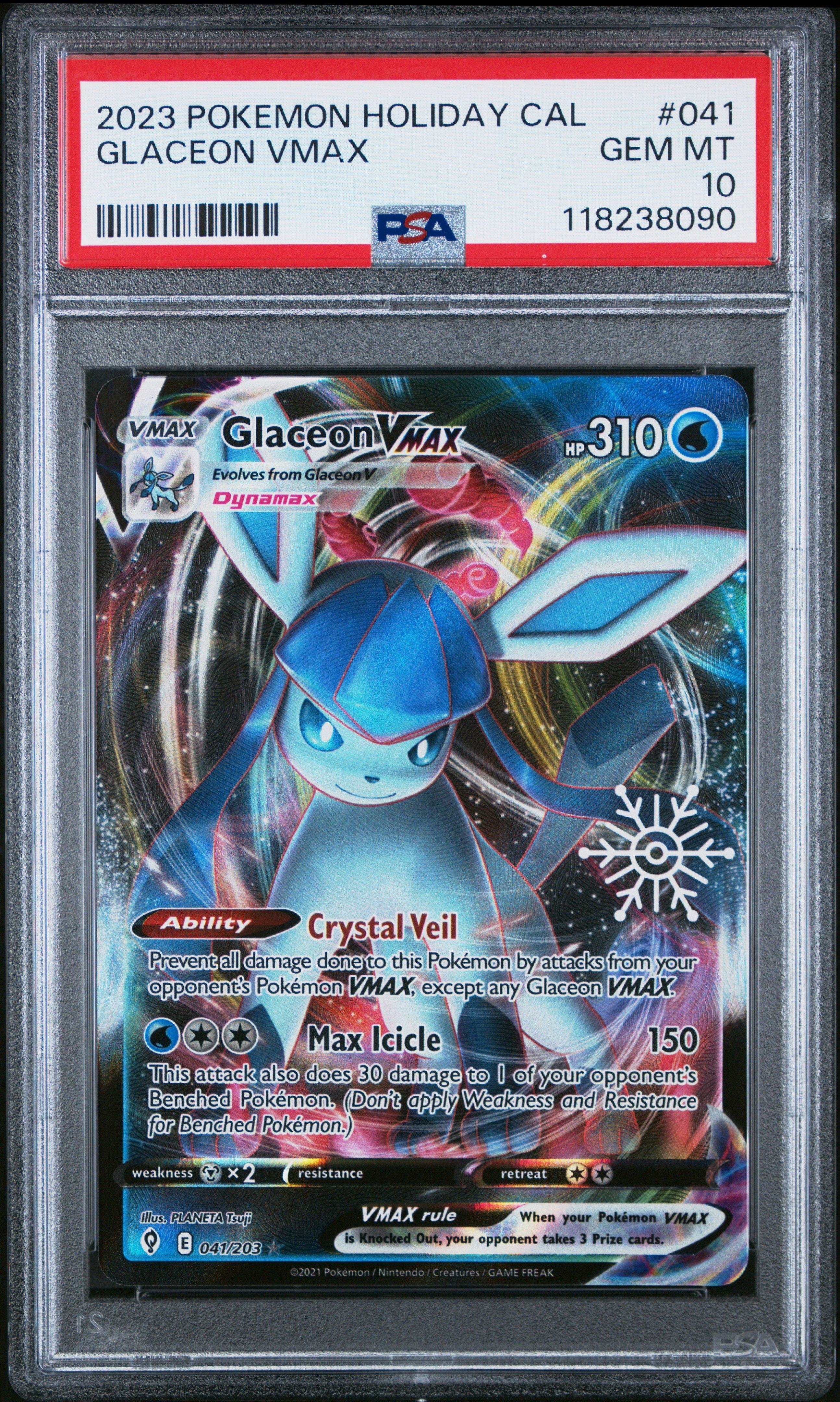 2023 Pokemon Holiday Calendar 041 Glaceon Vmax PSA 10 Graded Card