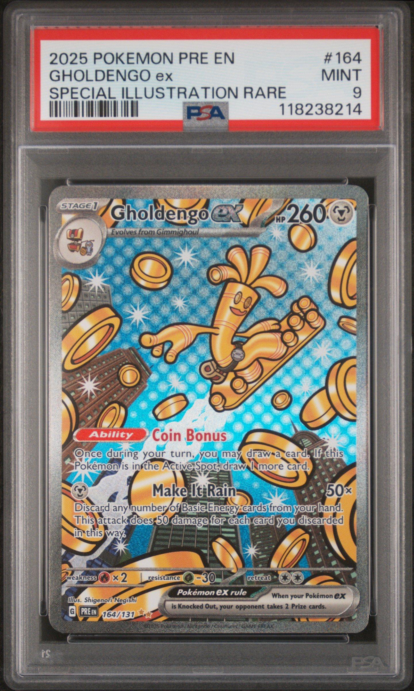 2025 Pokemon Pre En-prismatic Evolutions 164 Gholdengo Ex Special Illustration Rare PSA