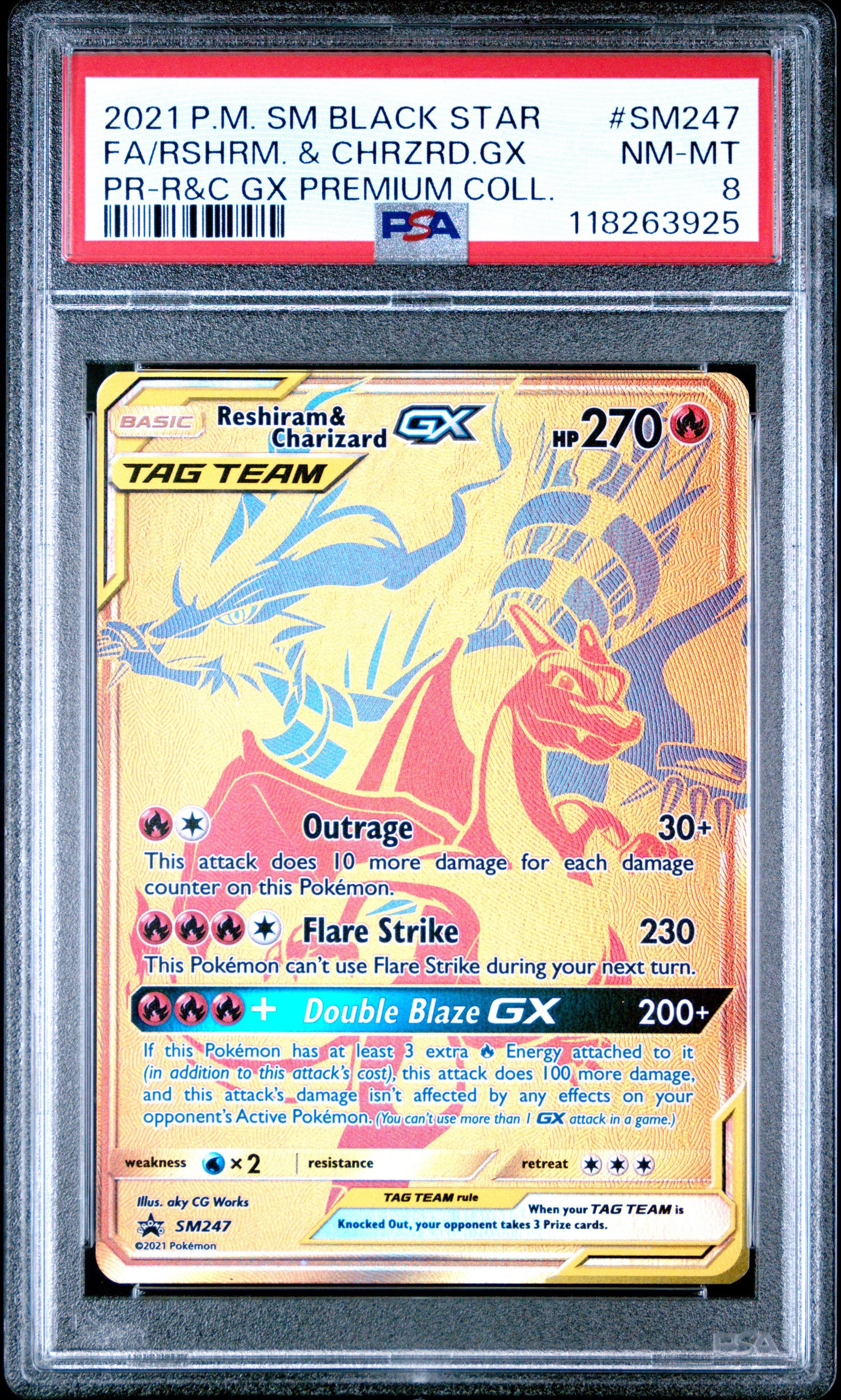 2021 Pokemon Sm Black Star Promo Sm247 Full Art/reshiram & Charizard Gx  Reshiram & Charizard Gx Premium Collection PSA 8 Graded Card | GameStop