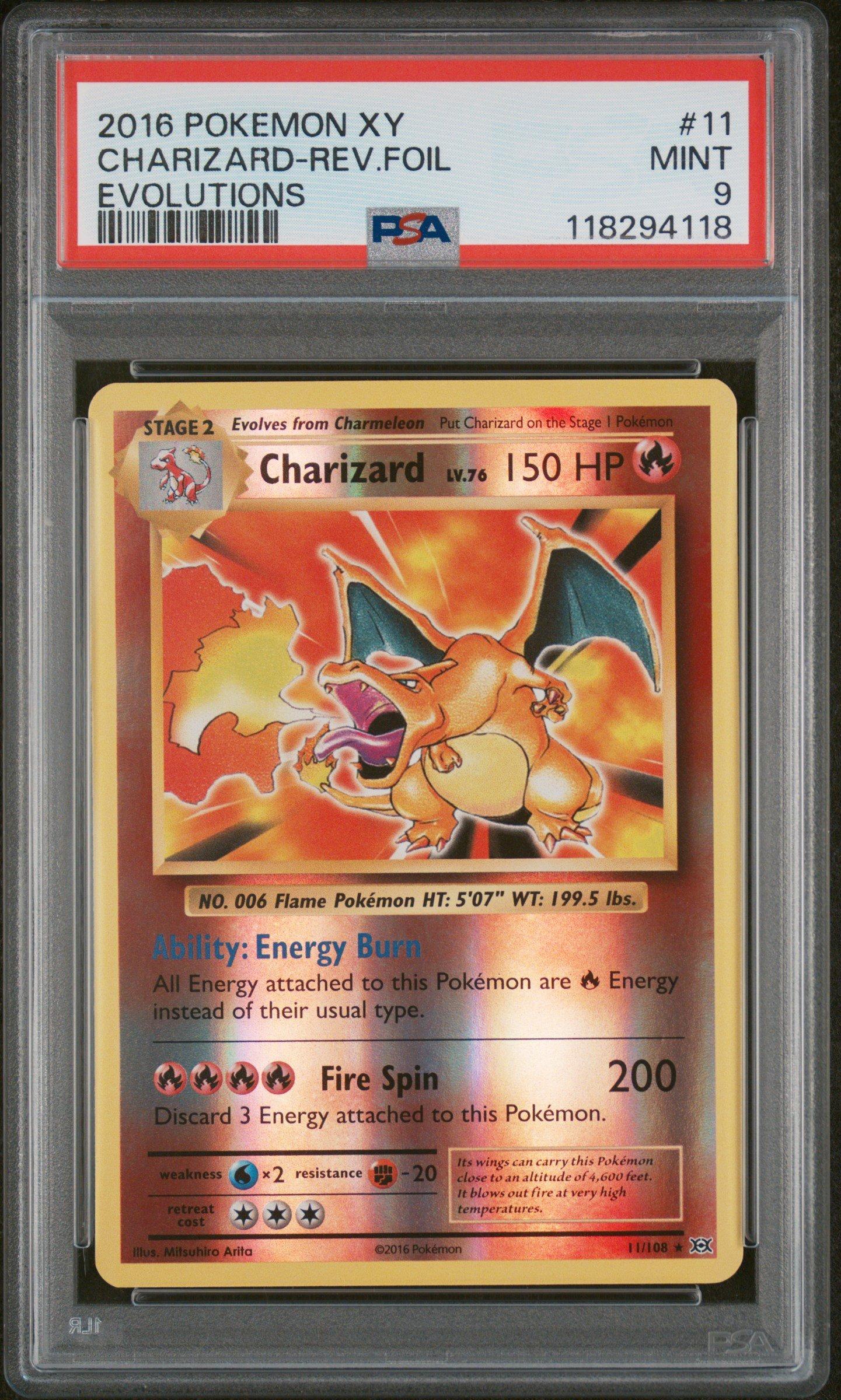 2016 Pokemon Xy Evolutions 11 Charizard-reverse Foil PSA 9 Graded