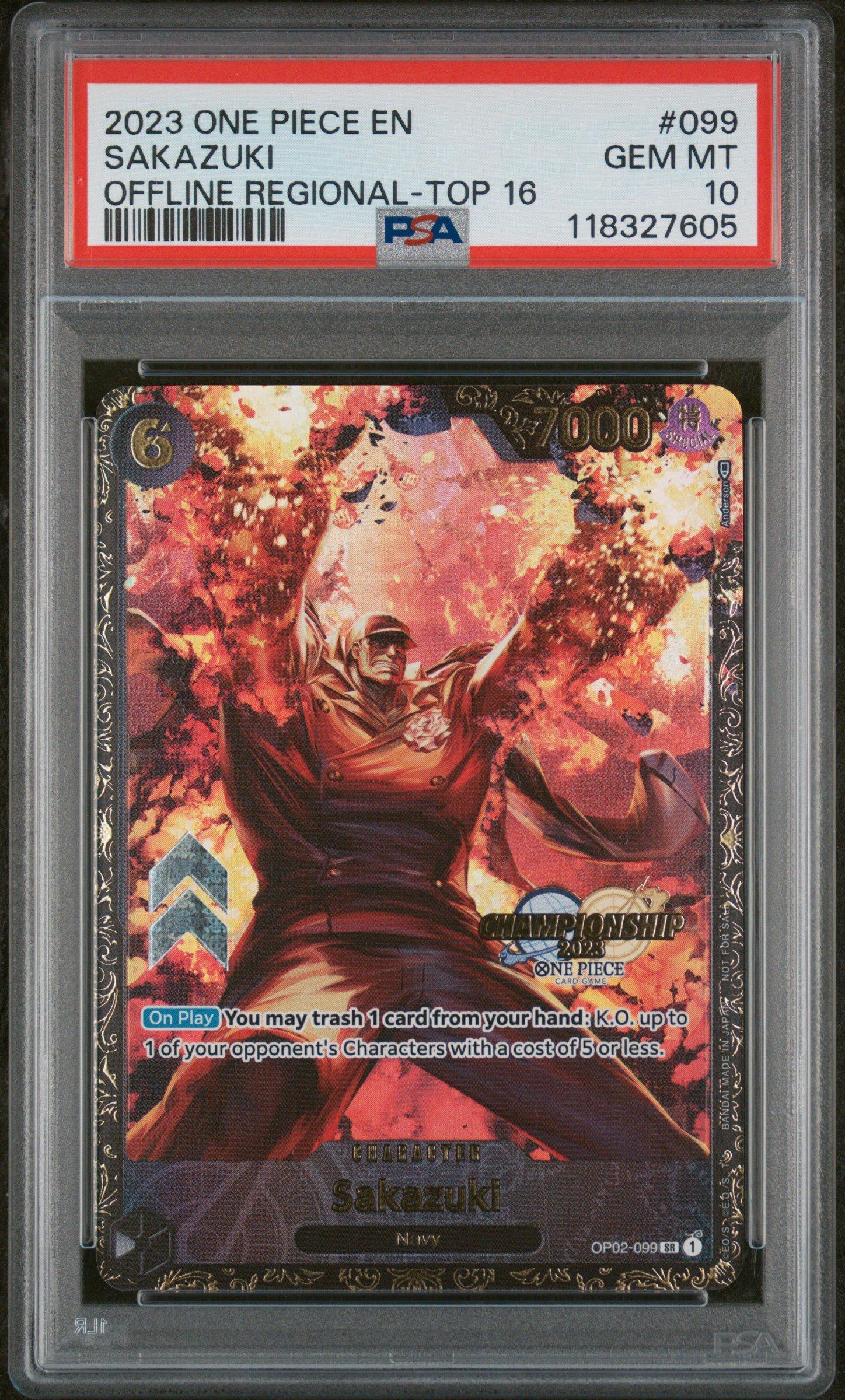 2023 One Piece Promos 099 Sakazuki Offline Regional-top 16 PSA 10