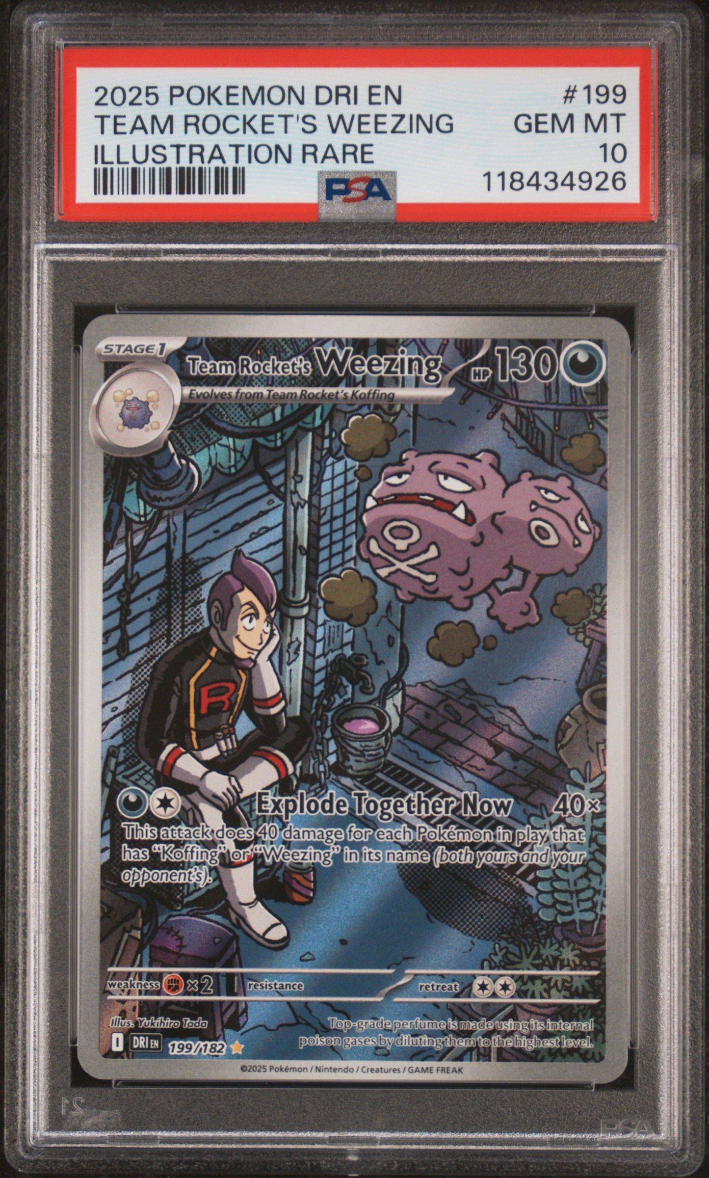 2025 Pokemon Dri En-destined Rivals 199 Team Rocket's Weezing Illustration Rare PSA