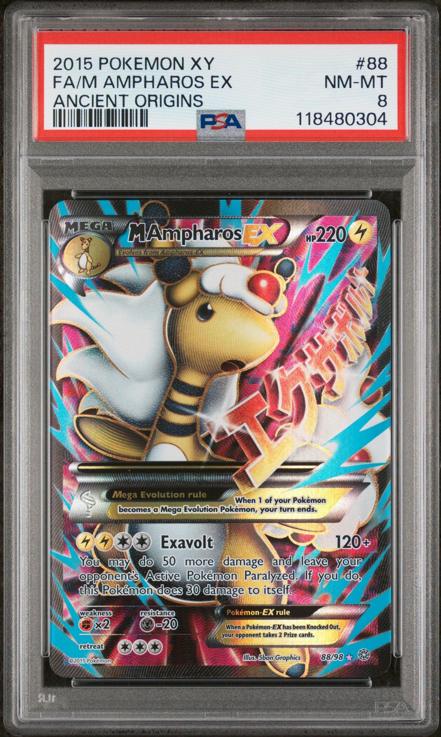 2015 Pokemon Xy Ancient Origins 88 Full Art/m Ampharos Ex PSA 8
