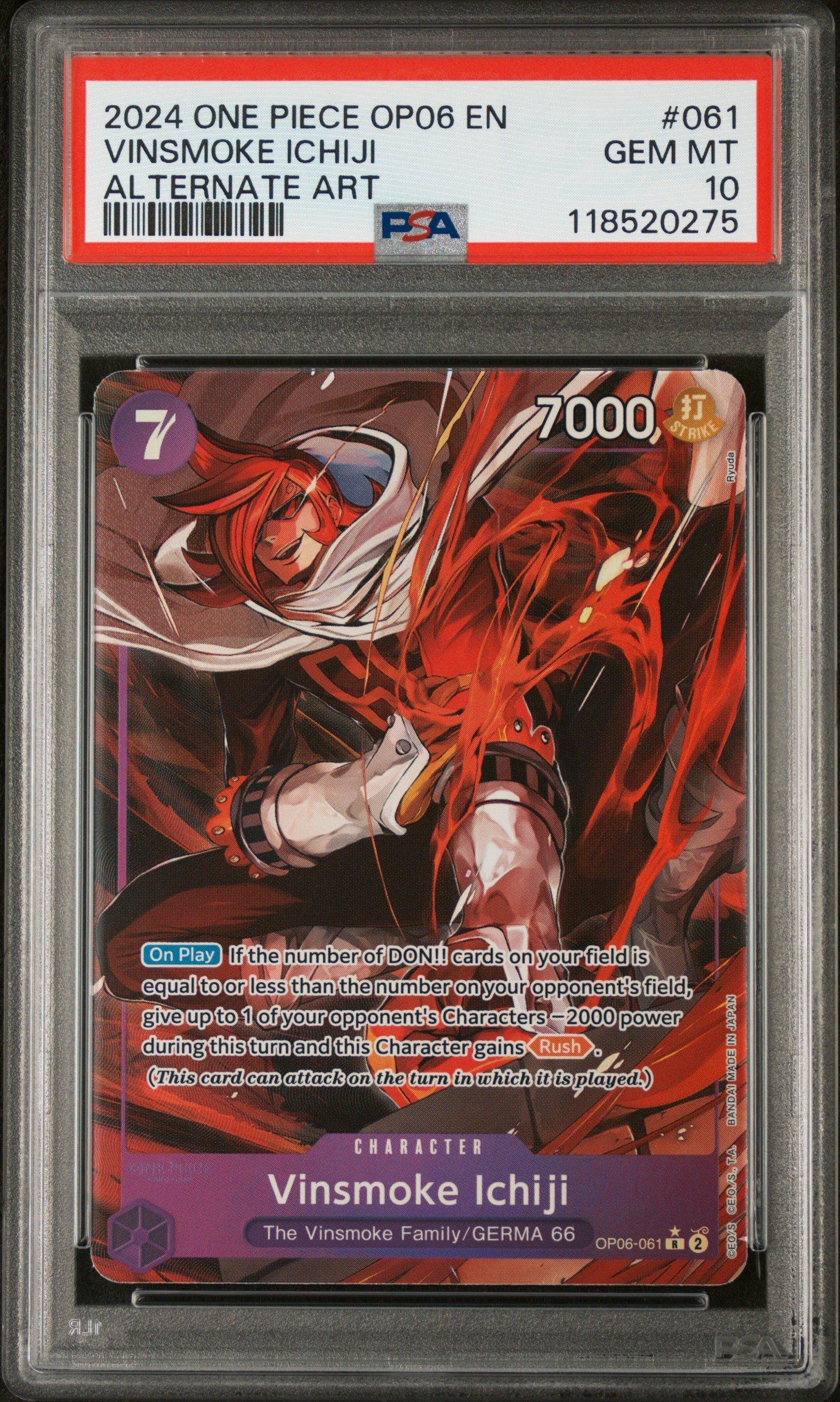 2024 One Piece Op06-wings Of The Captain 061 Vinsmoke Ichiji Alternate Art PSA 10