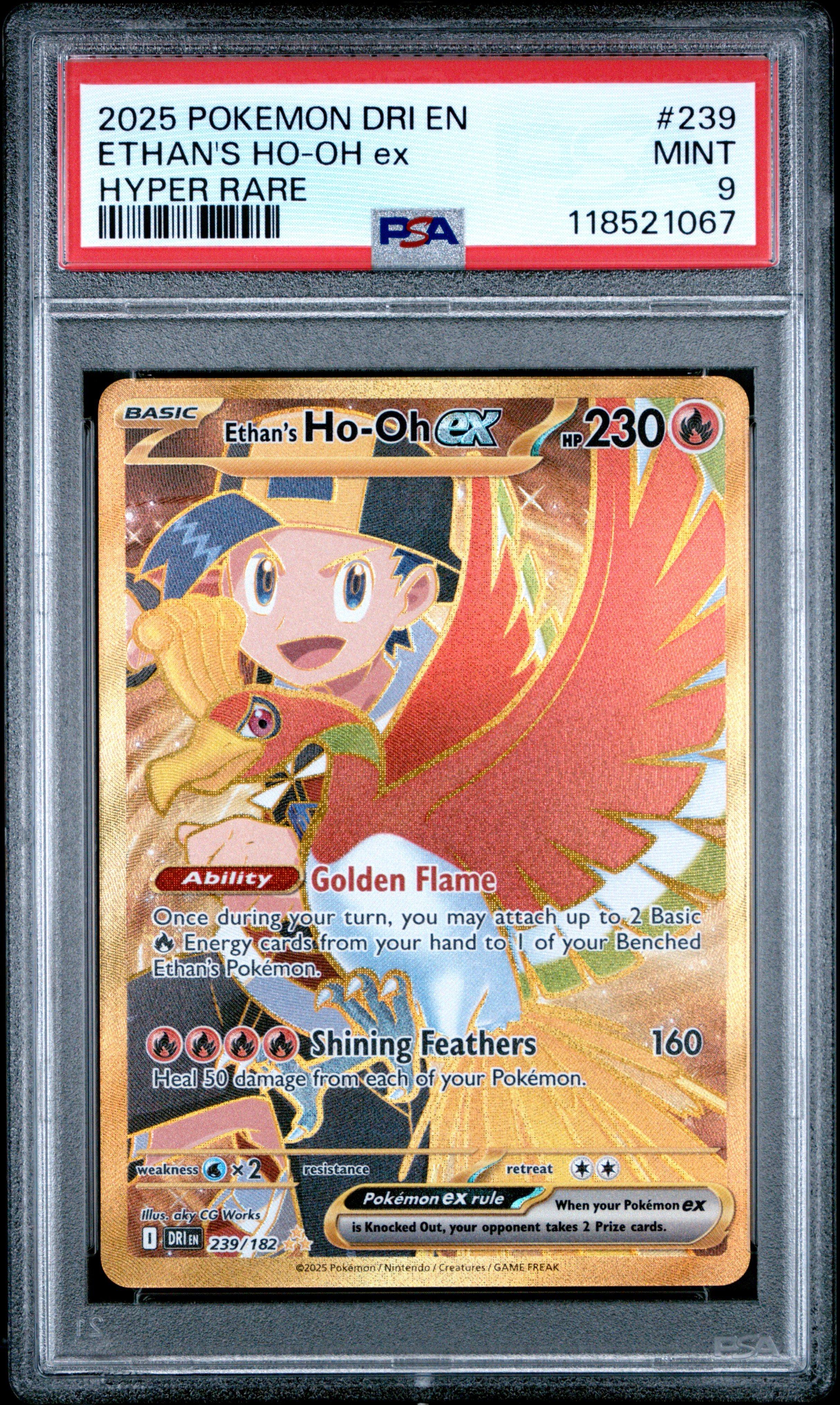 2025 Pokemon Dri En-destined Rivals 239 Ethan's Ho-oh Ex Hyper Rare PSA