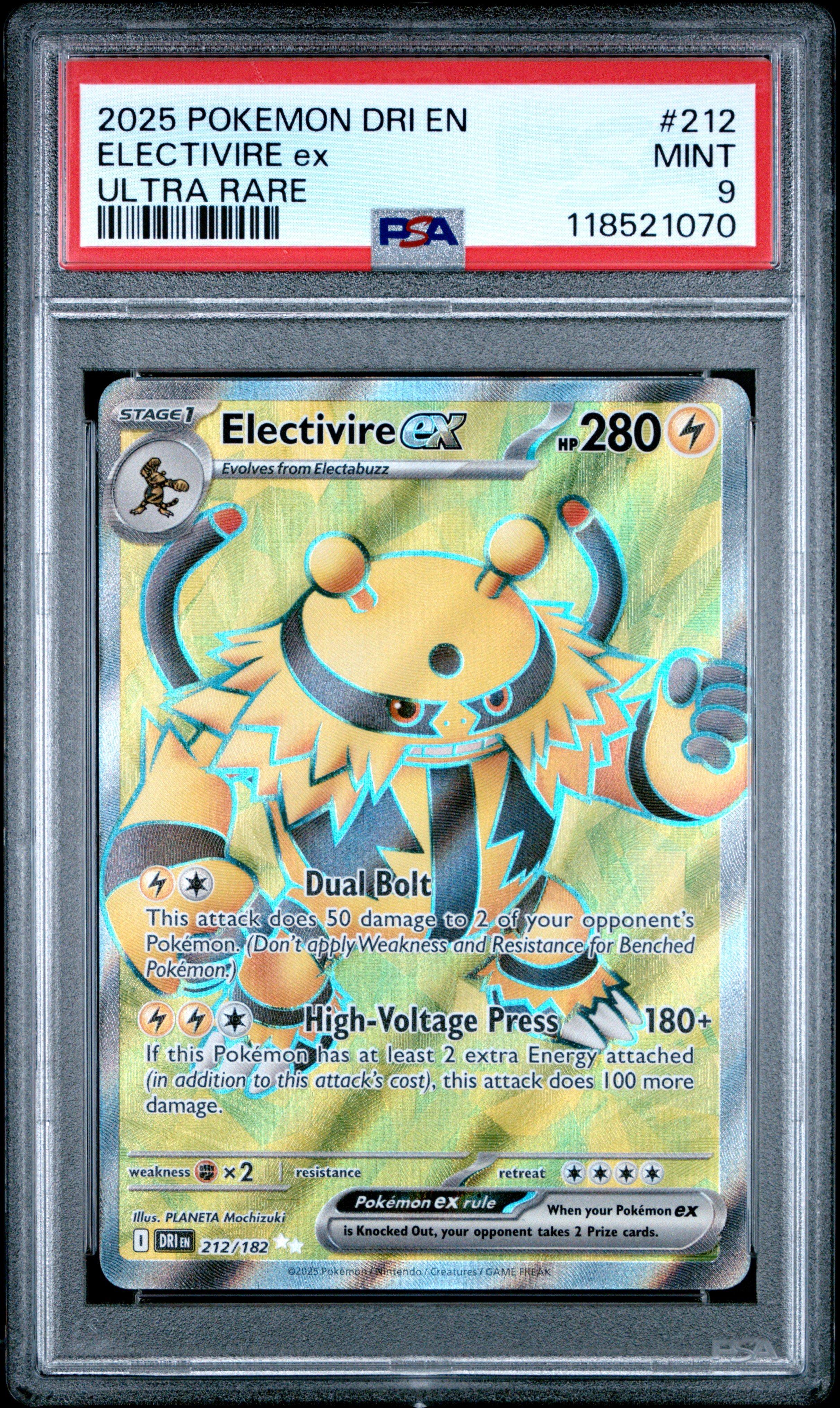 2025 Pokemon Dri En-destined Rivals 212 Electivire Ex Ultra Rare PSA
