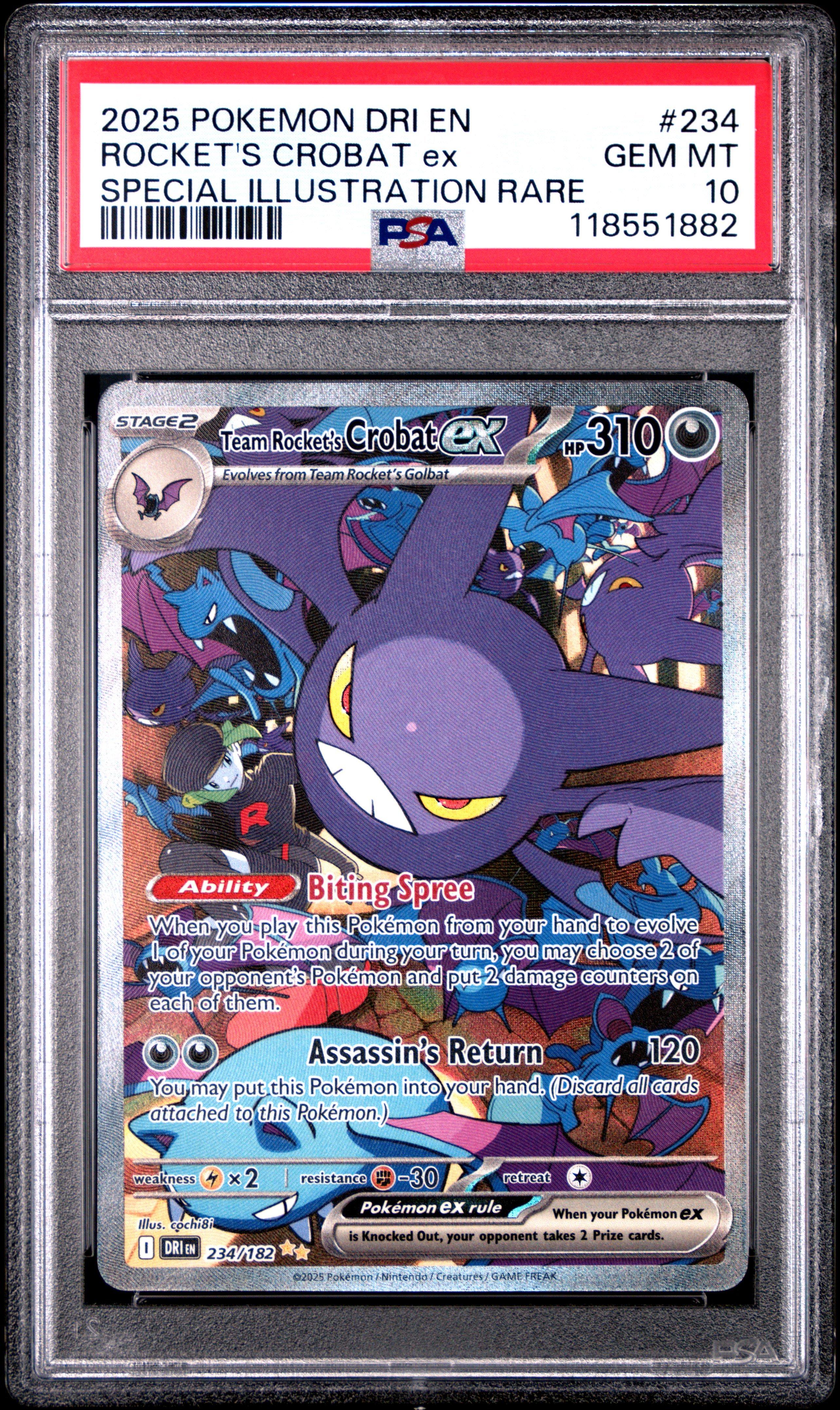 2025 Pokemon Dri En-destined Rivals 234 Team Rocket's Crobat Ex Special Illustration Rare PSA