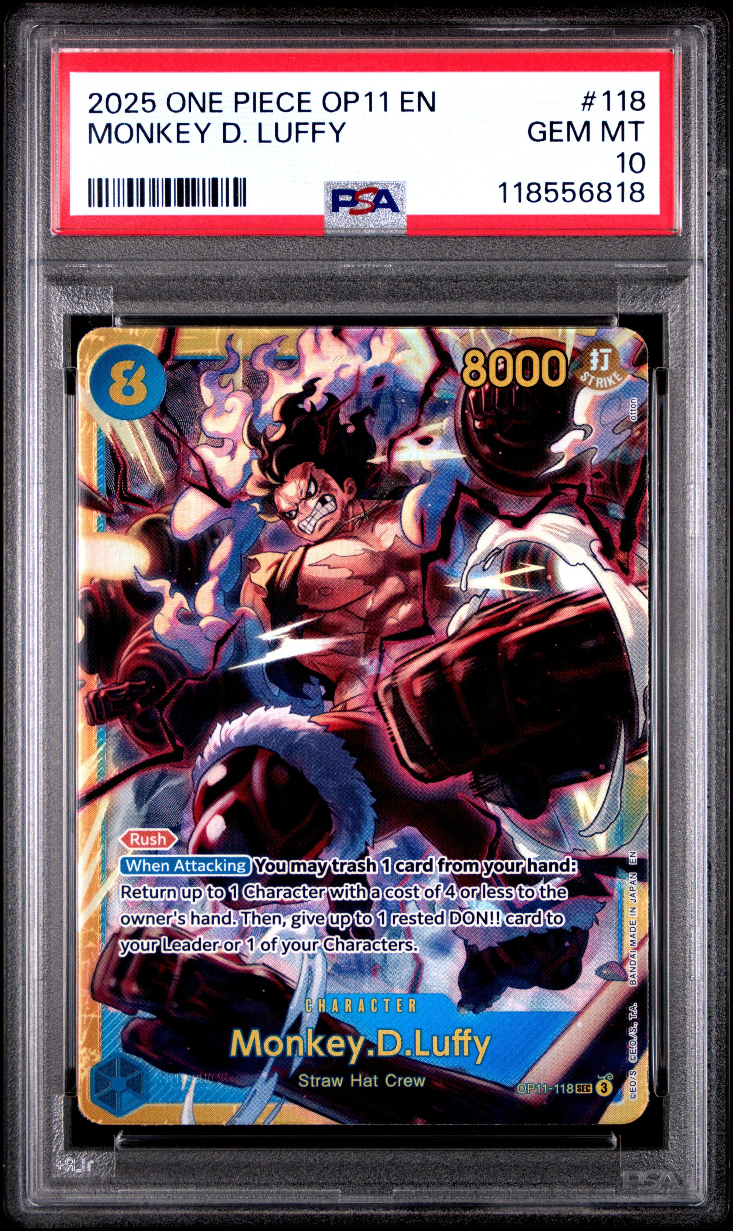 2025 One Piece Op11-a Fist Of Divine Speed 118 Monkey D. Luffy PSA