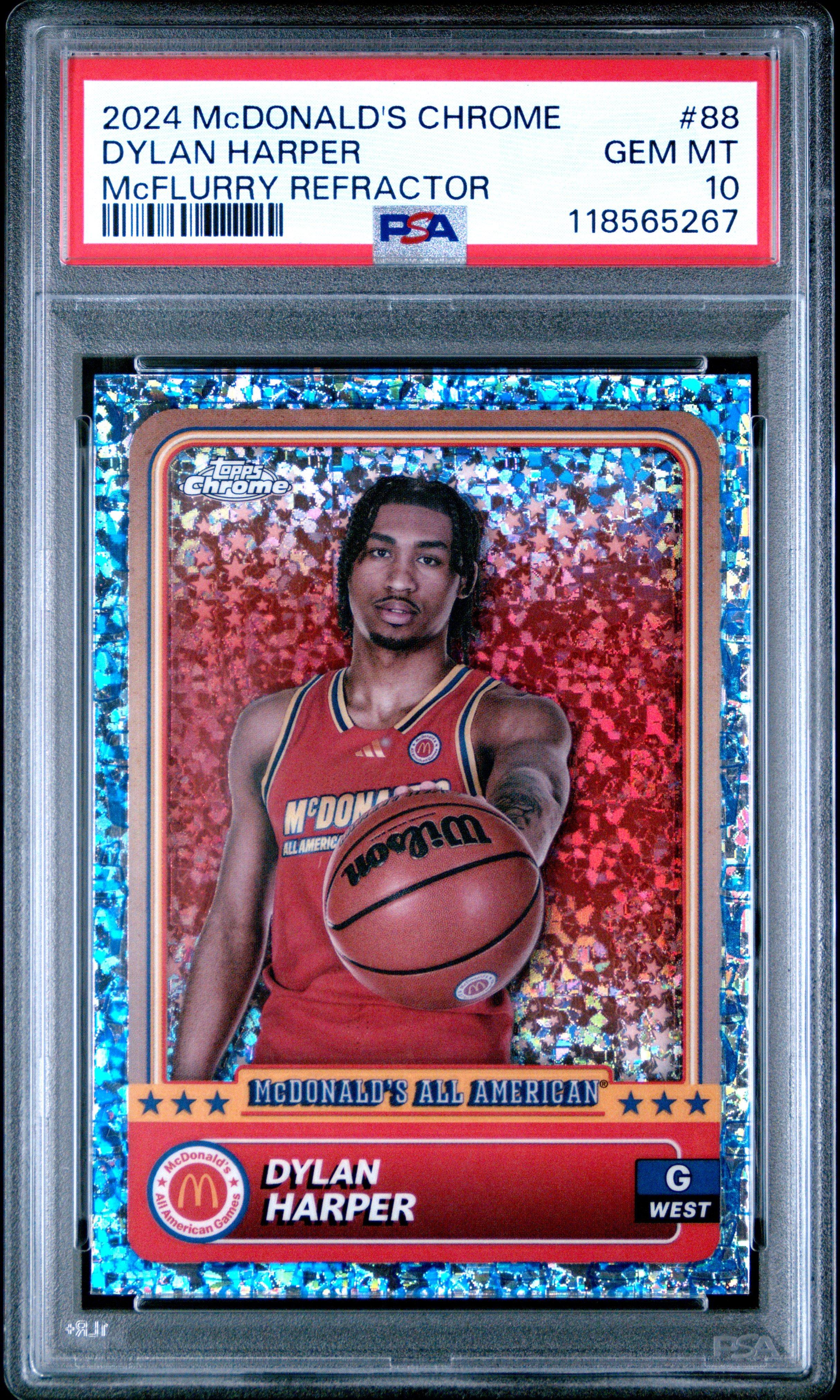 2024 Topps Chrome Mcdonald's All American 88 Dylan Harper Mcflurry Refractor PSA 10