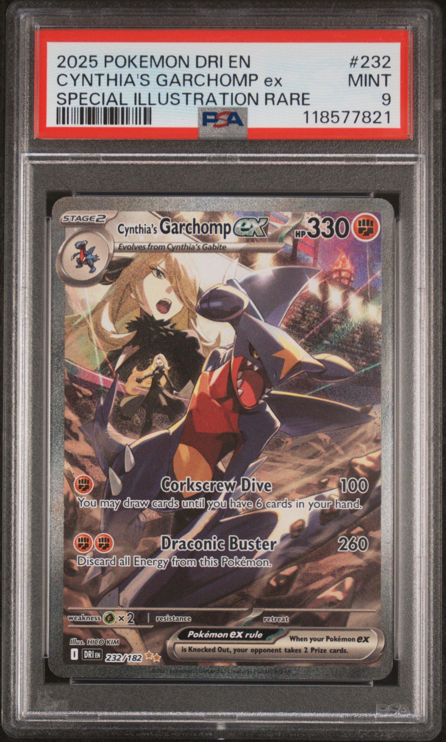 2025 Pokemon Dri En-destined Rivals 232 Cynthia's Garchomp Ex Special Illustration Rare PSA