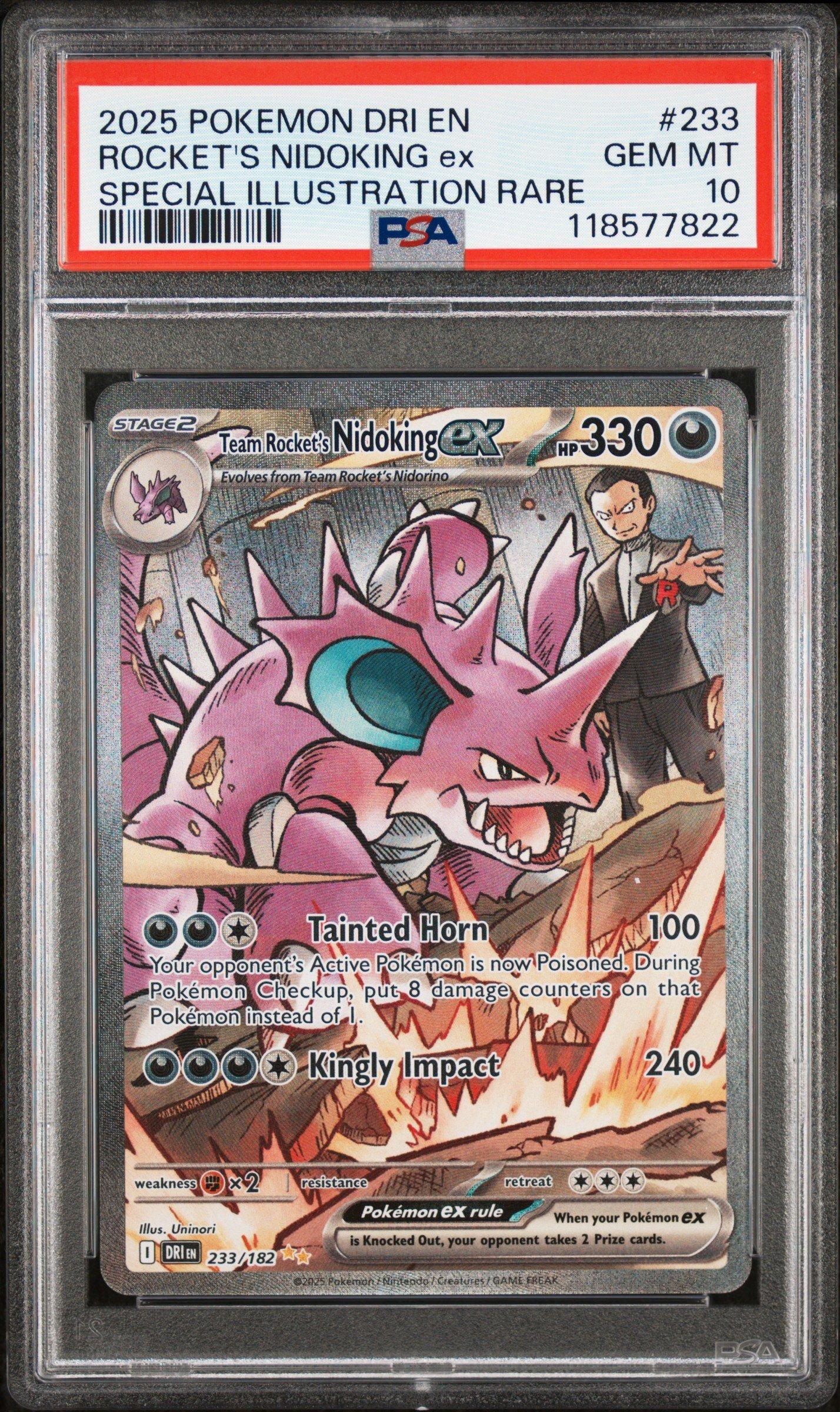 2025 Pokemon Dri En-destined Rivals 233 Team Rocket's Nidoking Ex Special Illustration Rare PSA