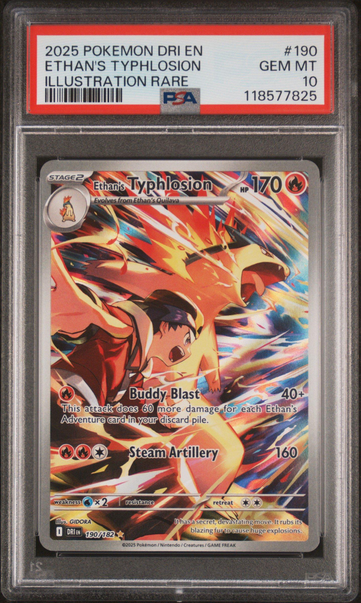2025 Pokemon Dri En-destined Rivals 190 Ethan's Typhlosion Illustration Rare PSA