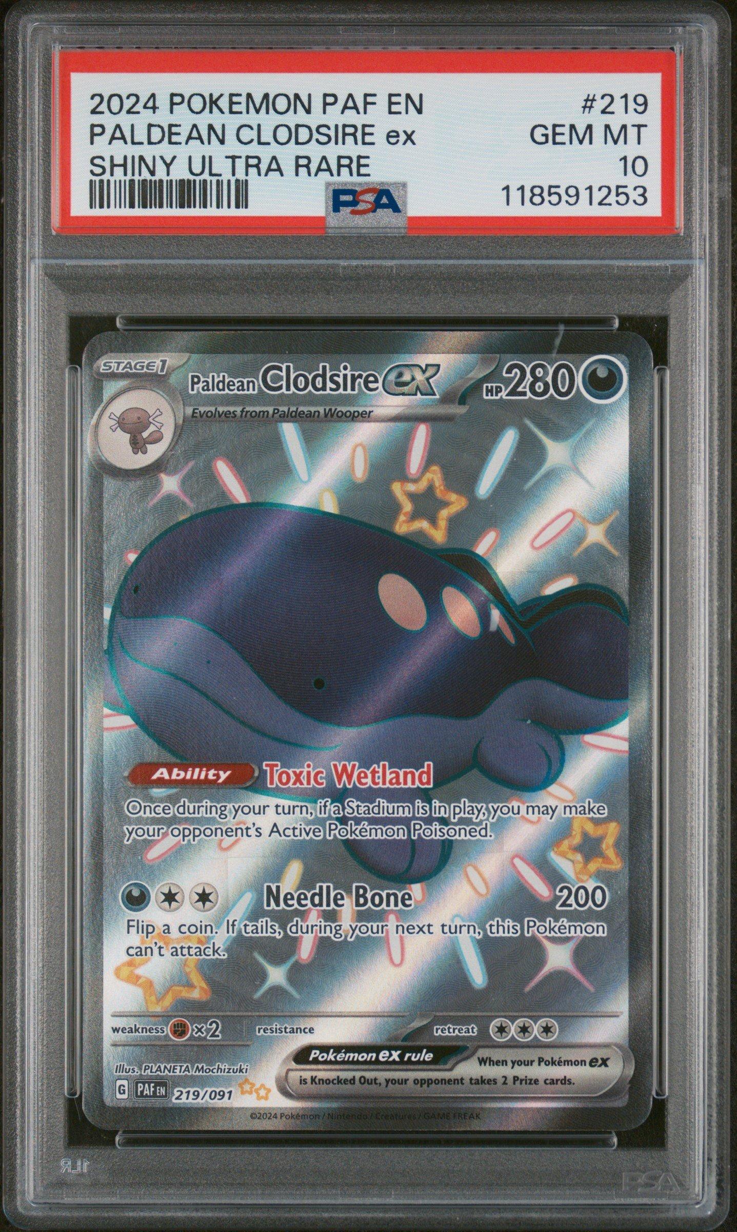 2024 Pokemon Paf En-paldean Fates 219 Paldean Clodsire Ex Shiny Ultra Rare PSA 10