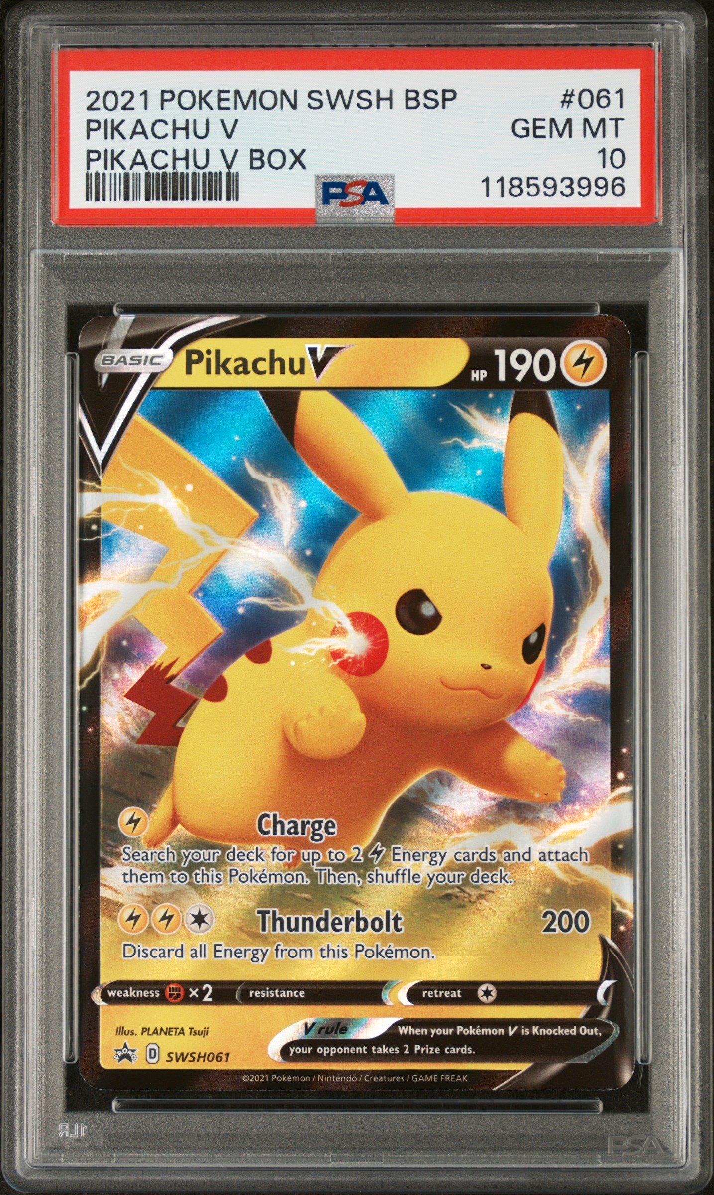 2021 Pokemon Swsh Black Star Promo 061 Pikachu V Pikachu V Box PSA