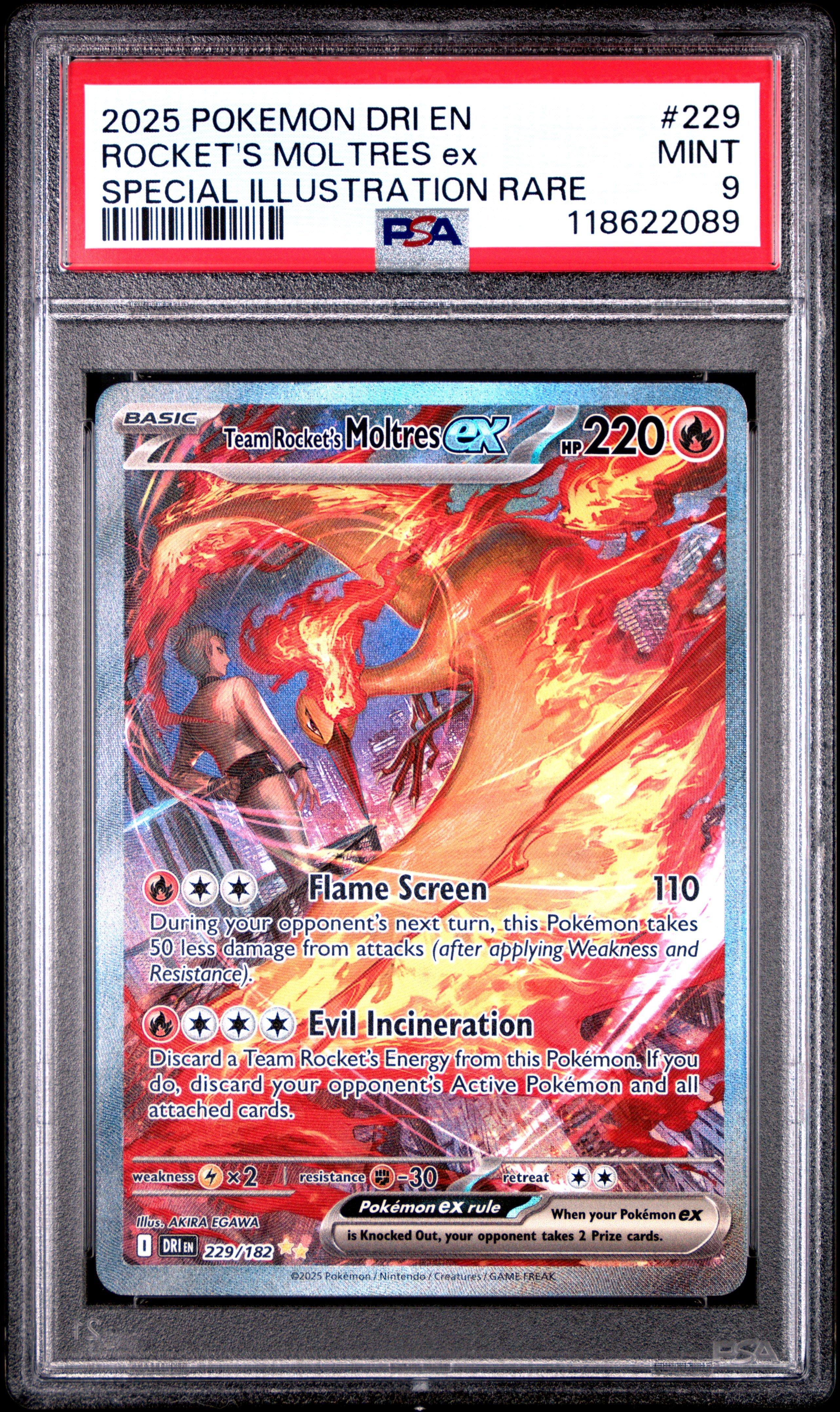2025 Pokemon Dri En-destined Rivals 229 Team Rocket's Moltres Ex