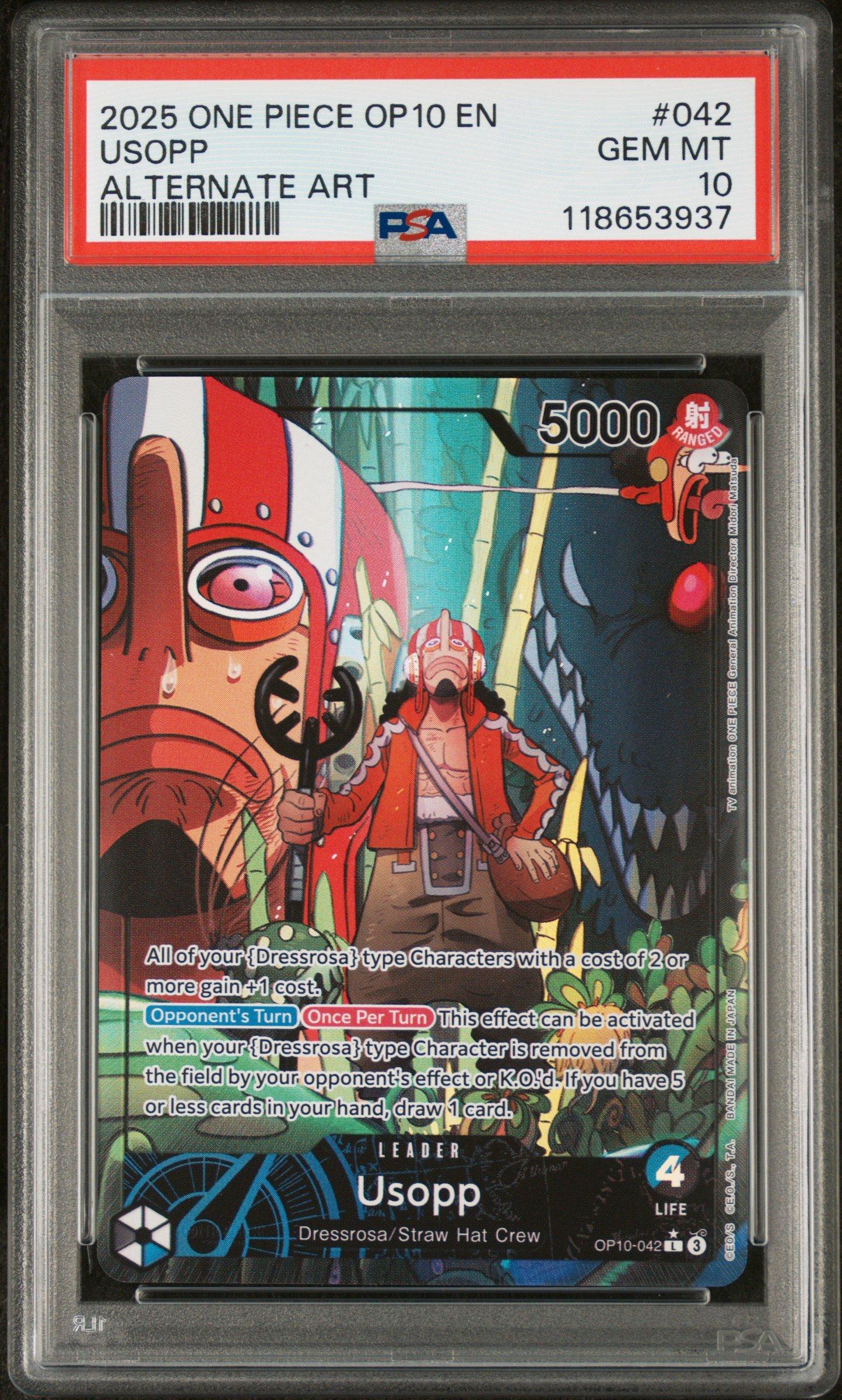 遊戯王OCG 命王の蟲族 PSA10 2025 One Piece Op10-royal Blood 042 Usopp Alternate Art PSA 10