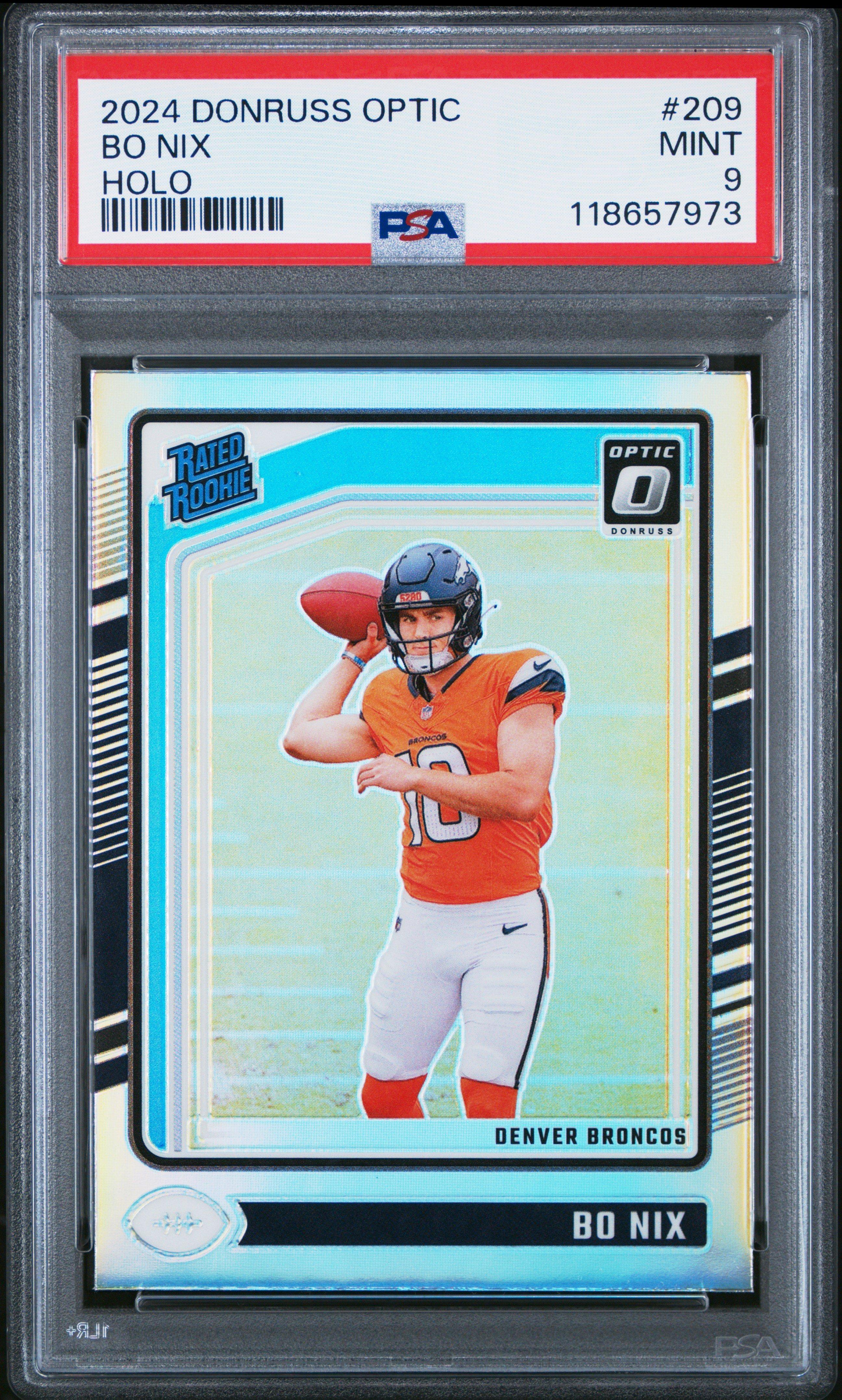 2024 Panini Donruss Optic 209 Bo Nix Holo PSA